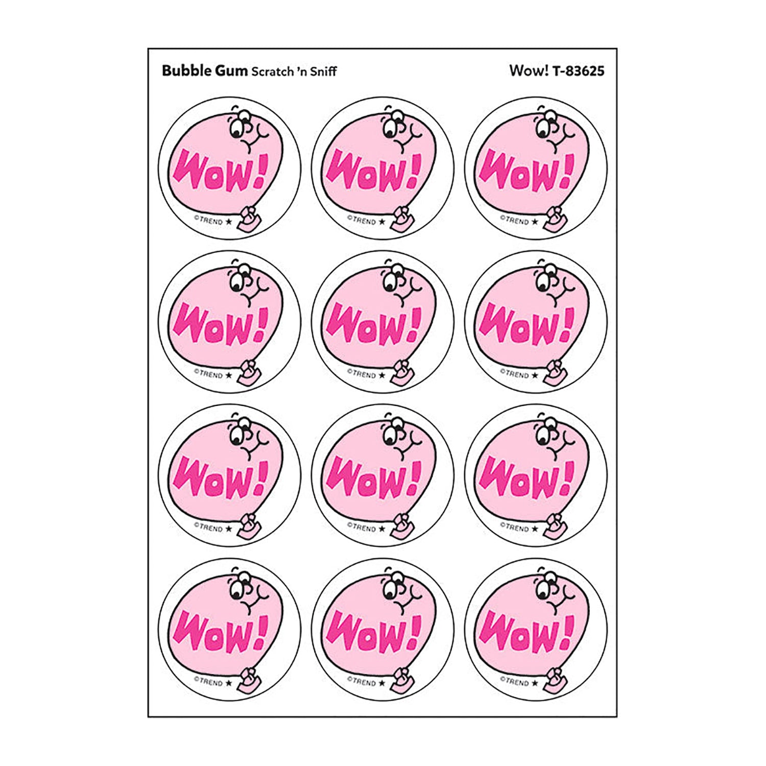 Wow!/Bubble Gum Scented Stickers, Pack of 24