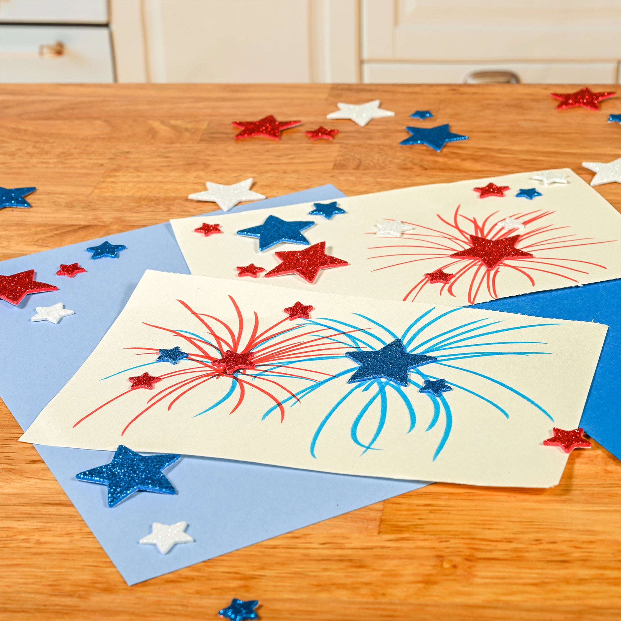 Glitter Foam Stickers, Stars, Red White and Blue, 162 Pieces Per Pack, 3 Packs