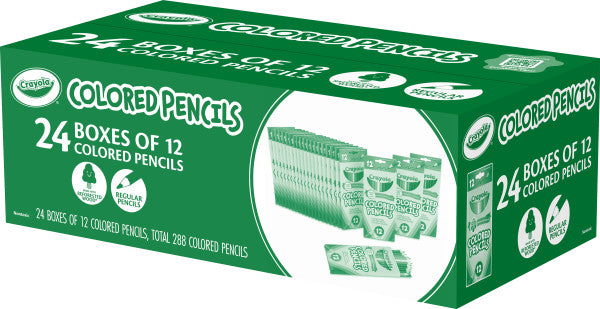 Crayola Bulk Colored Pencils for Kids (24pk), Coloring Book Art Pencils, Craft Supplies for Teachers, Classroom Must Haves, 12 Colors