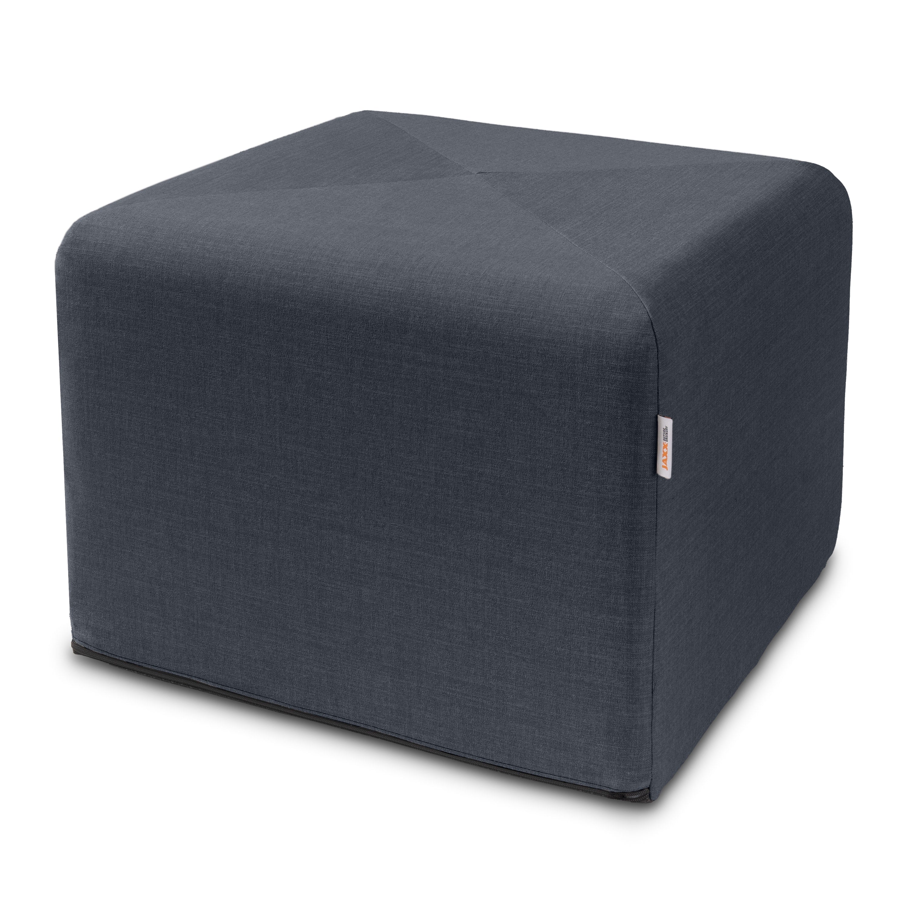 Jaxx Monroe Square Foam Ottoman with Stain Resistant Performance Fabric, Large (24 x 24 x 18), Blue Denim