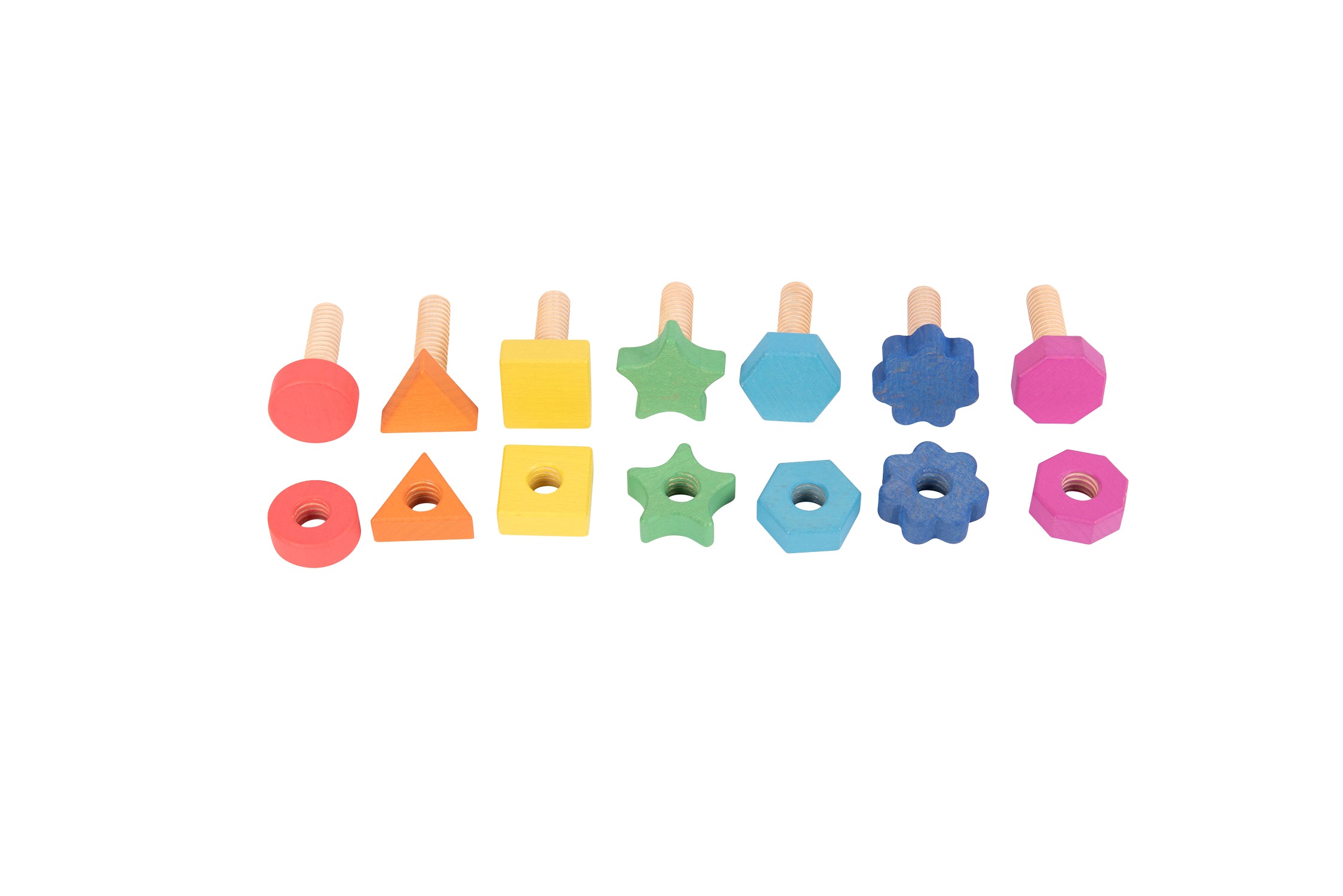 Rainbow Wooden Nuts & Bolts - Set of 14