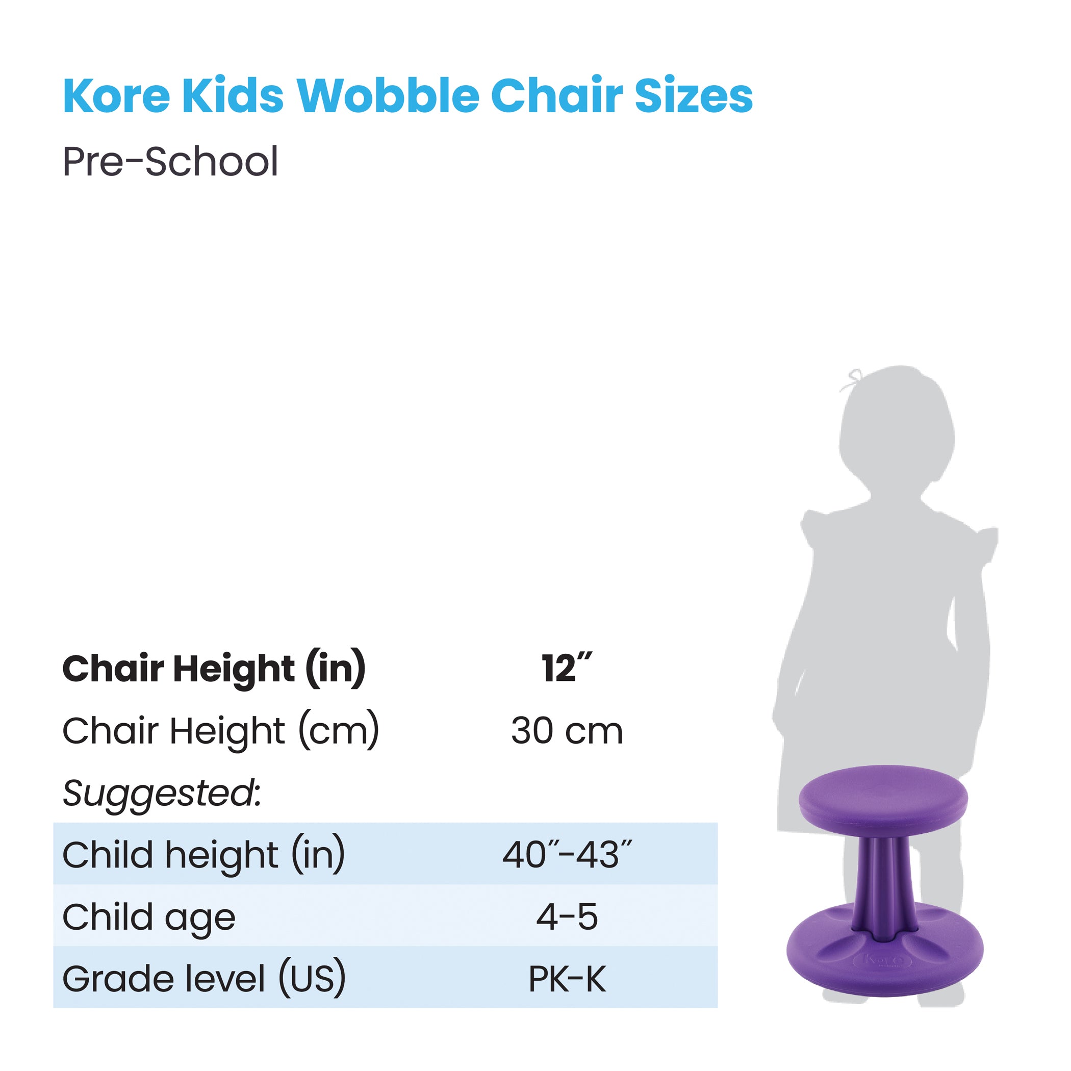 Pre-School Wobble Chair 12", Purple
