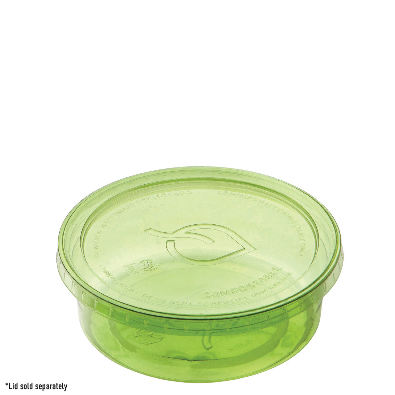 Veridian™ Renewable & Compostable Round Deli Containers - 8 oz. Green - Case of 500