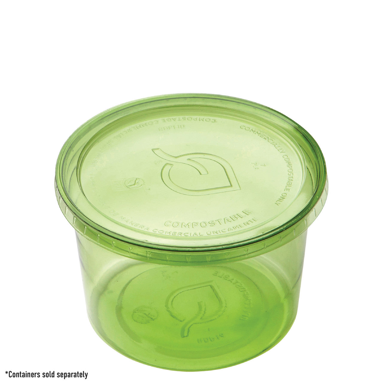 Veridian™ Renewable & Compostable Round Deli Containers Lids - Fits 8-32oz. Containers Green - Case of 500