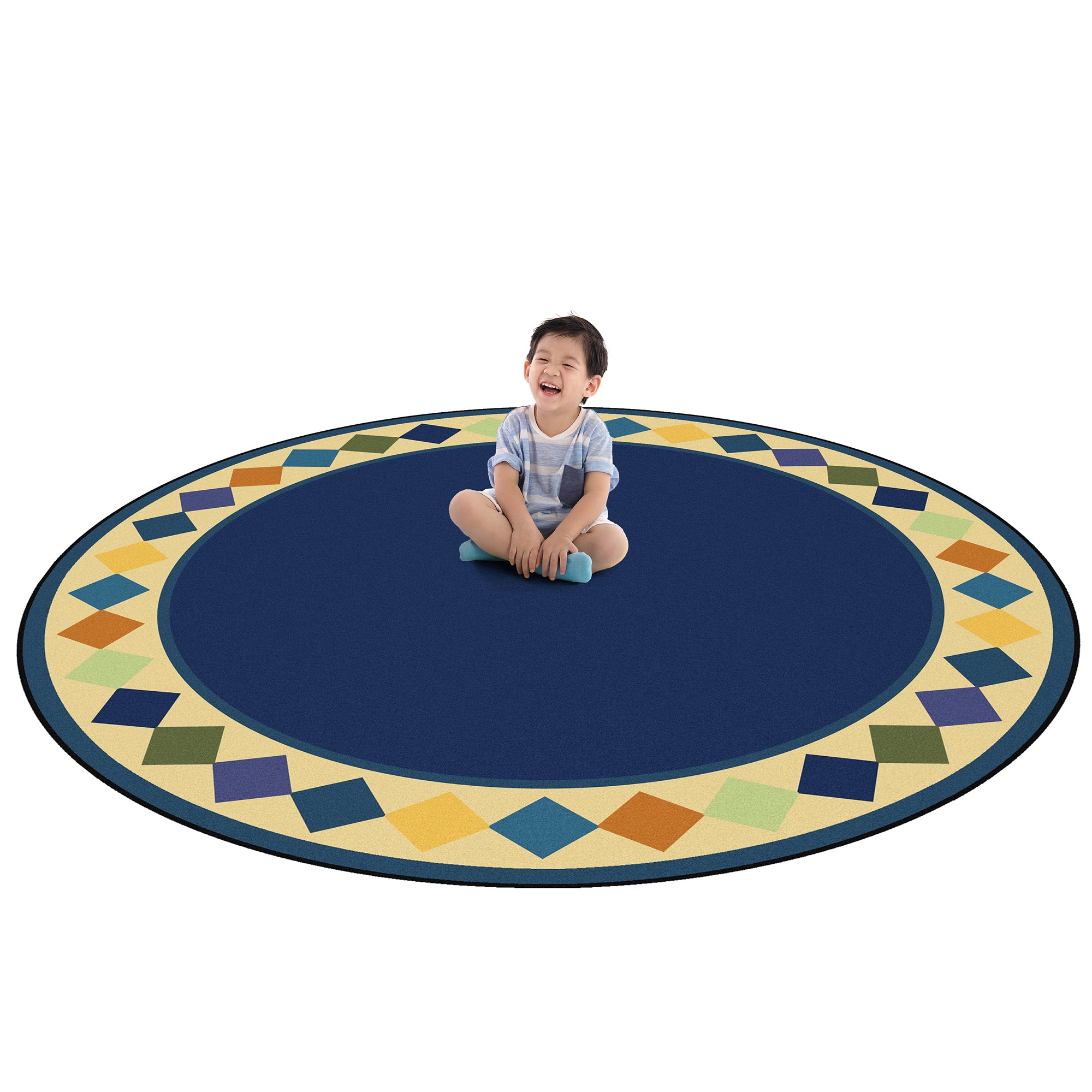 Delightful Diamonds 7'7" Round area rug in color Multi