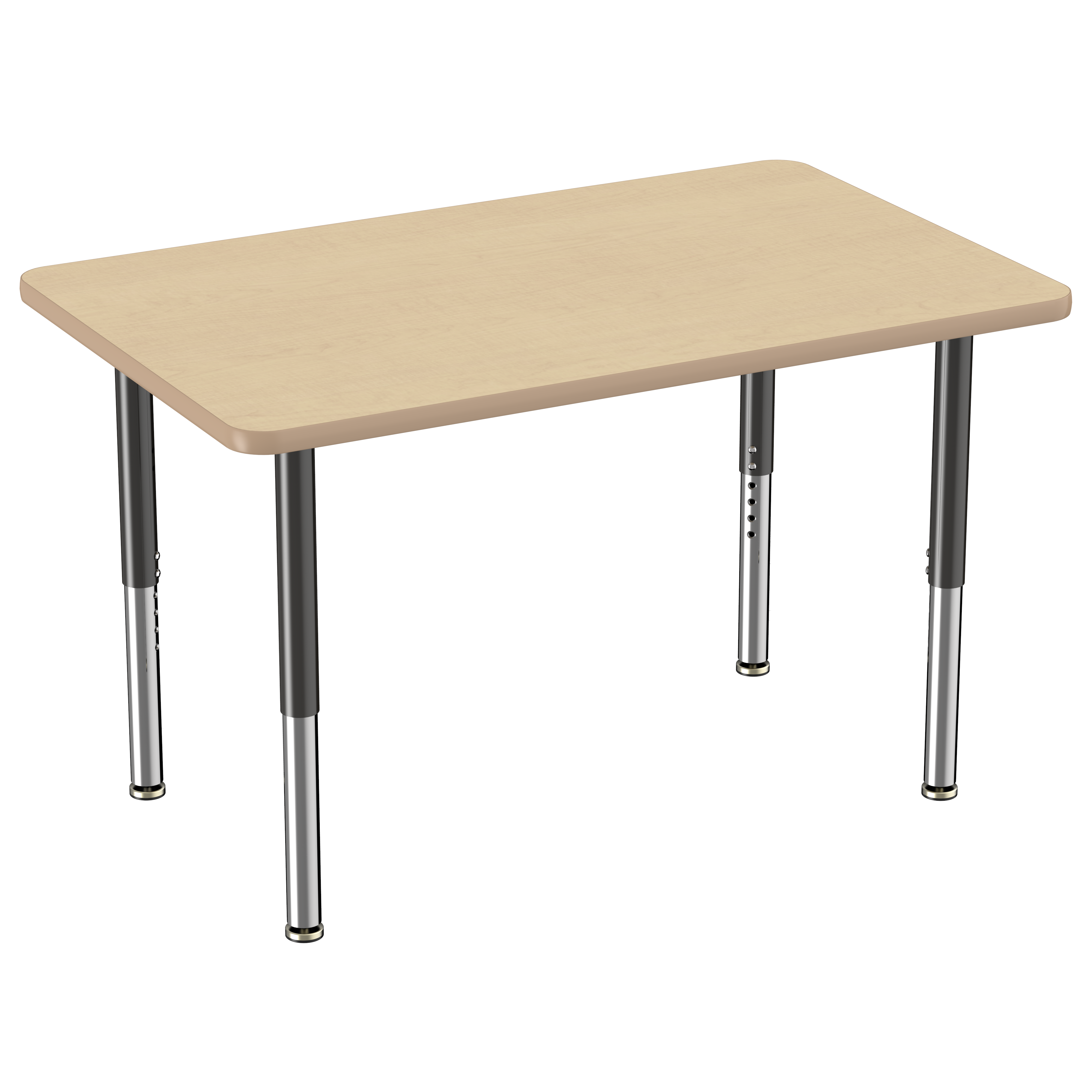 30" x 48" Rectangle T-Molding Activity Table with Adjustable Super Legs - Maple/Maple/Black