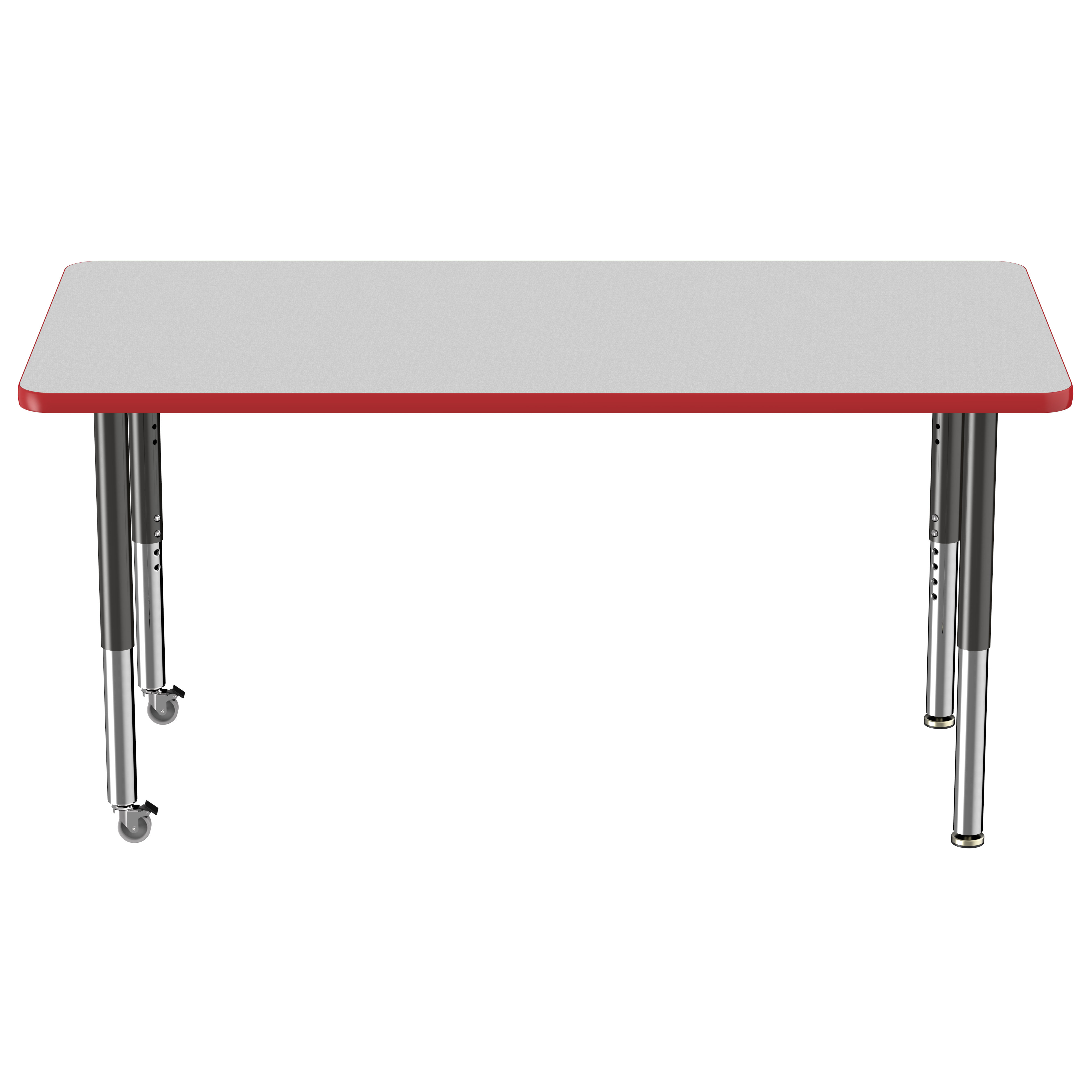 30" x 60" Rectangle T-Molding Activity Table with Adjustable Super Legs - Gray/Red/Black