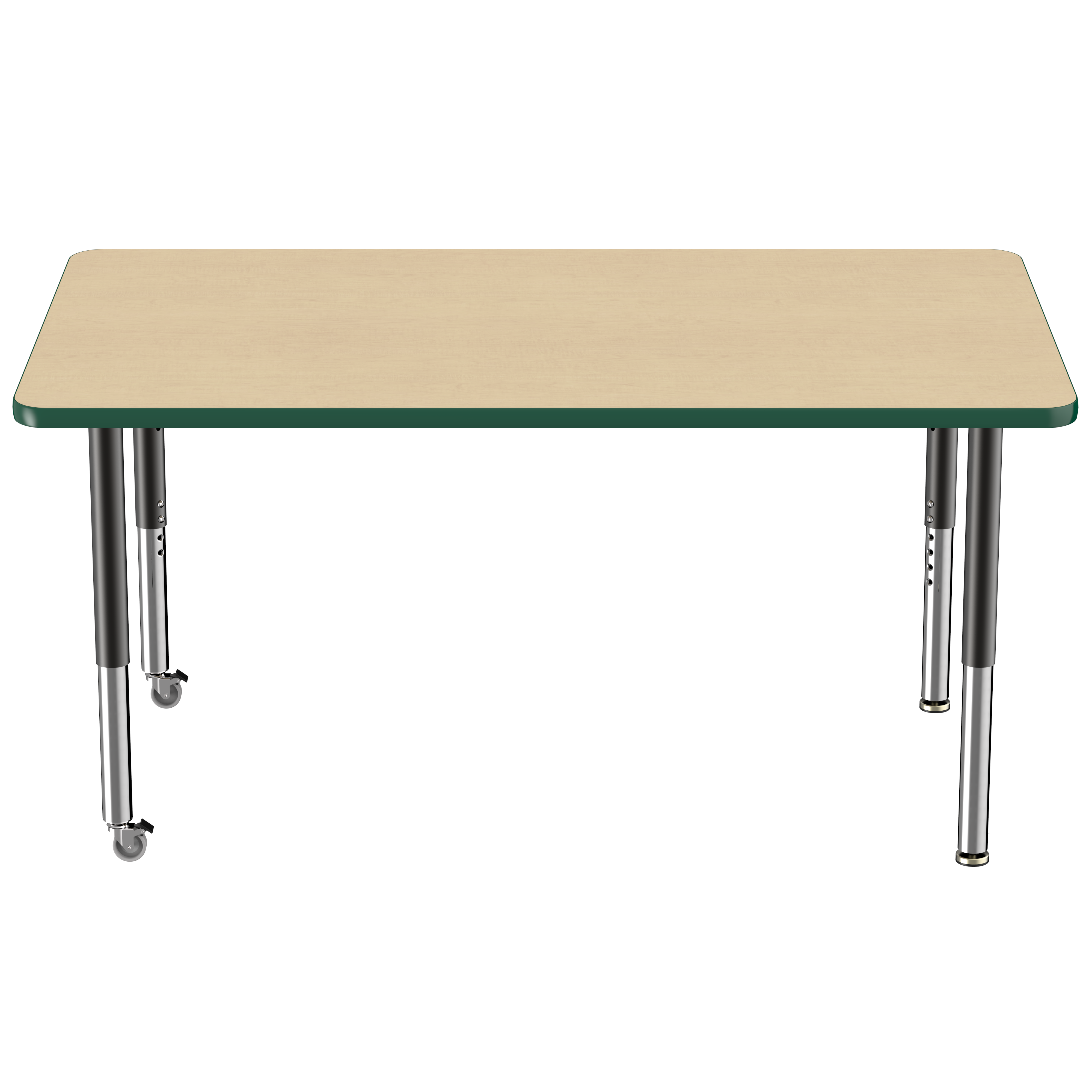 36" x 60" Rectangle T-Molding Activity Table with Adjustable Super Legs - Maple/Green/Black