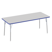 30" x 72" Rectangle T-Molding Activity Table with Adjustable Standard Swivel Glide Legs - Gray/Blue/Silver