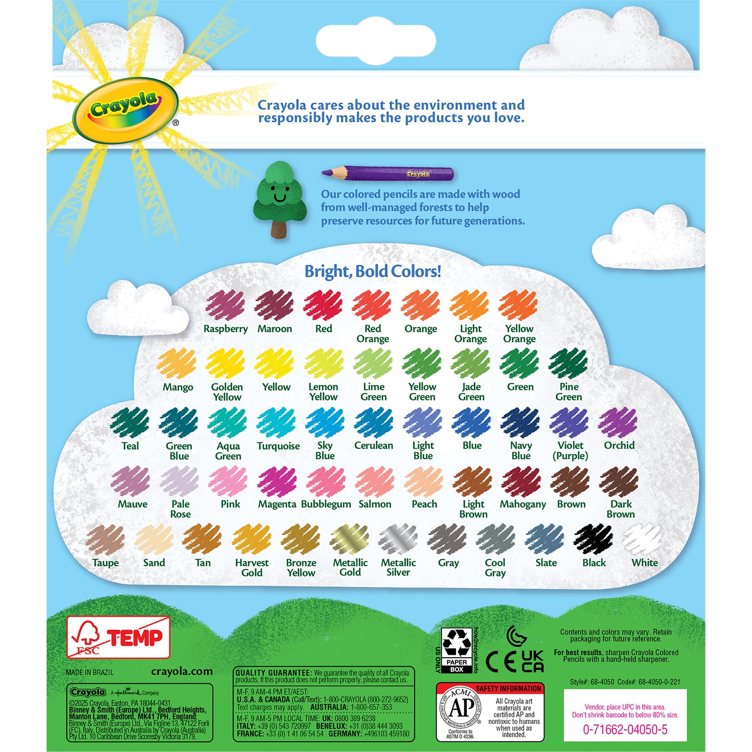 Colored Pencils, Full Length, Assorted Colors, 50 Count