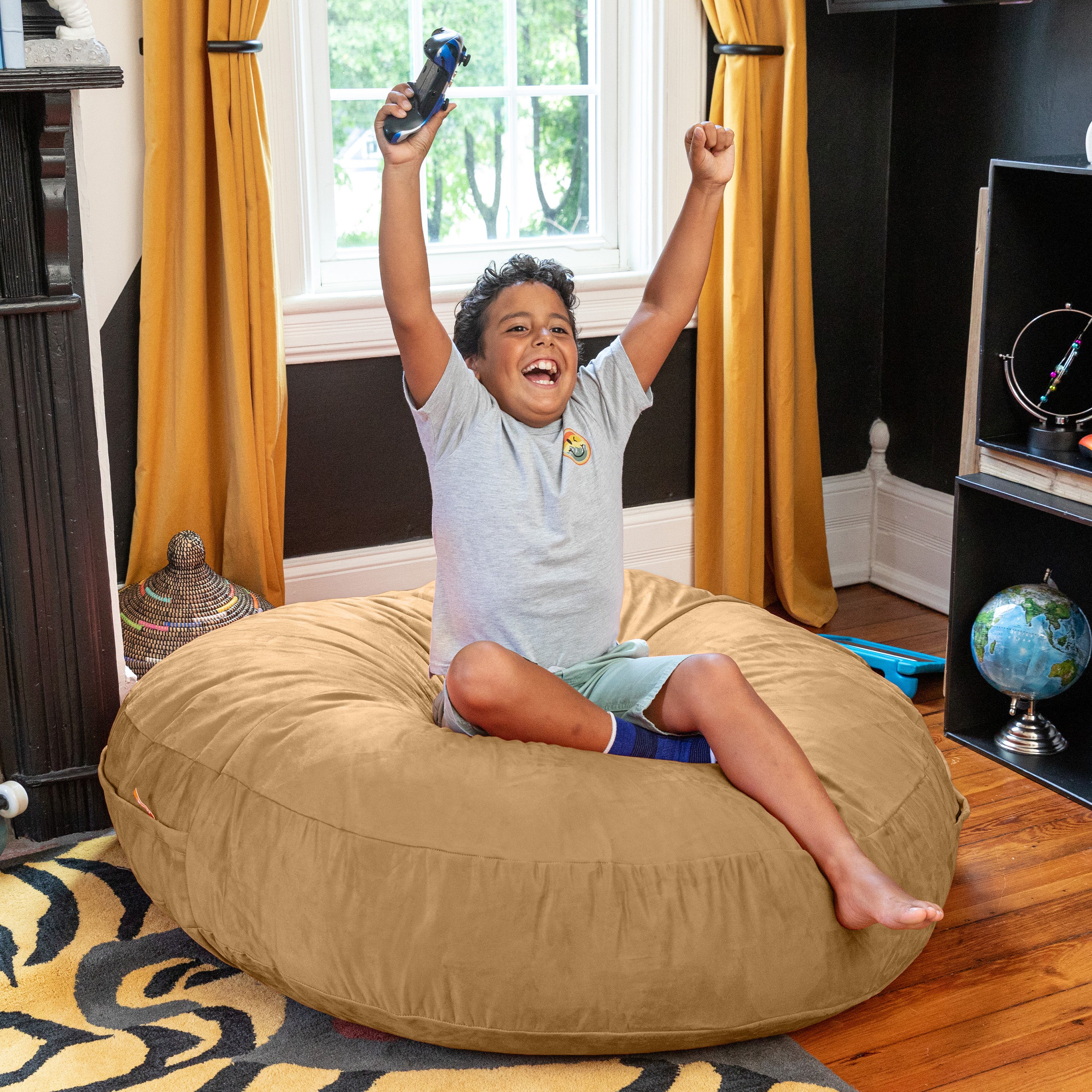 Jaxx Cocoon 4 Foot Bean Bag Chair and Crash Pad, Camel