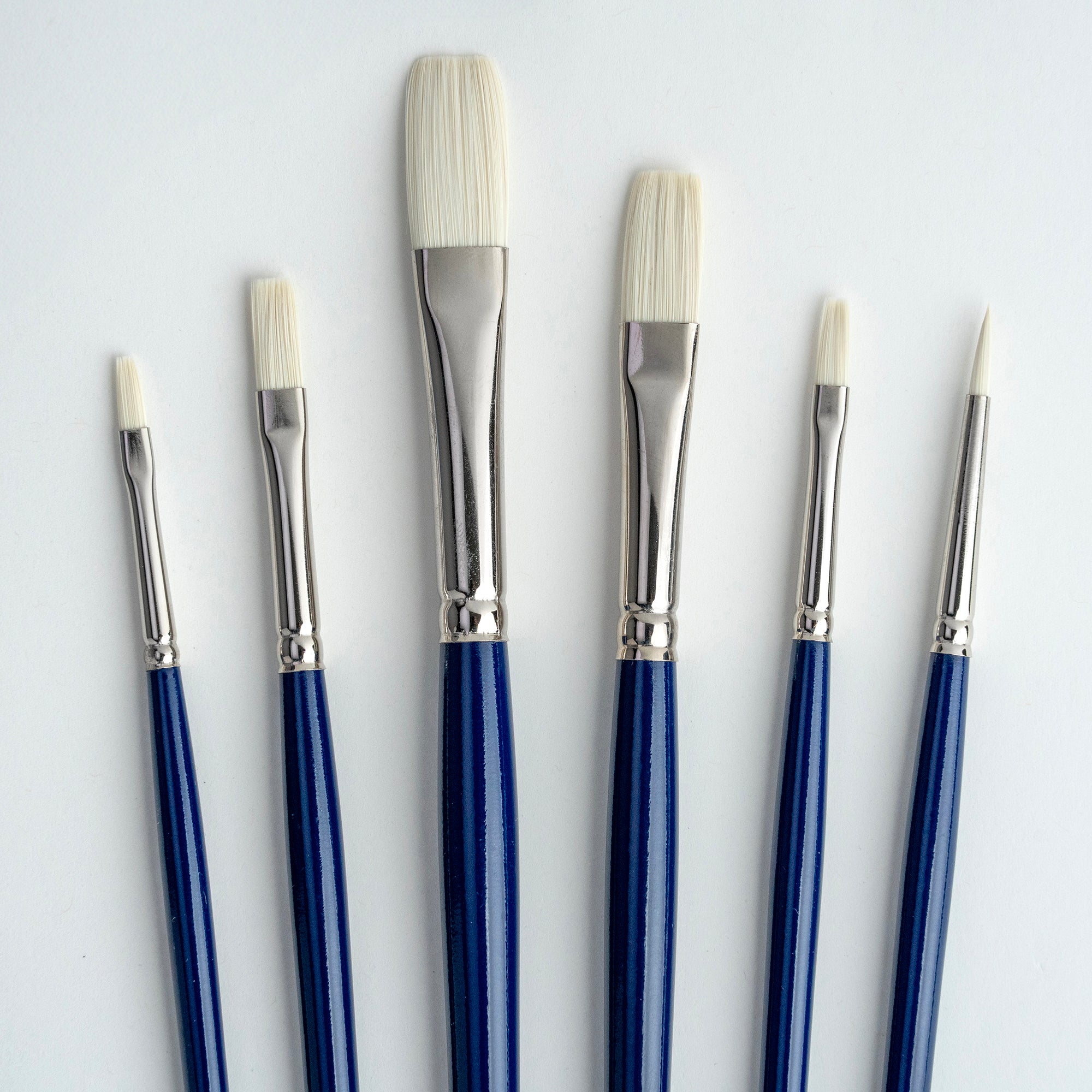 Bristlon Flat Brush Set, 6 Brushes