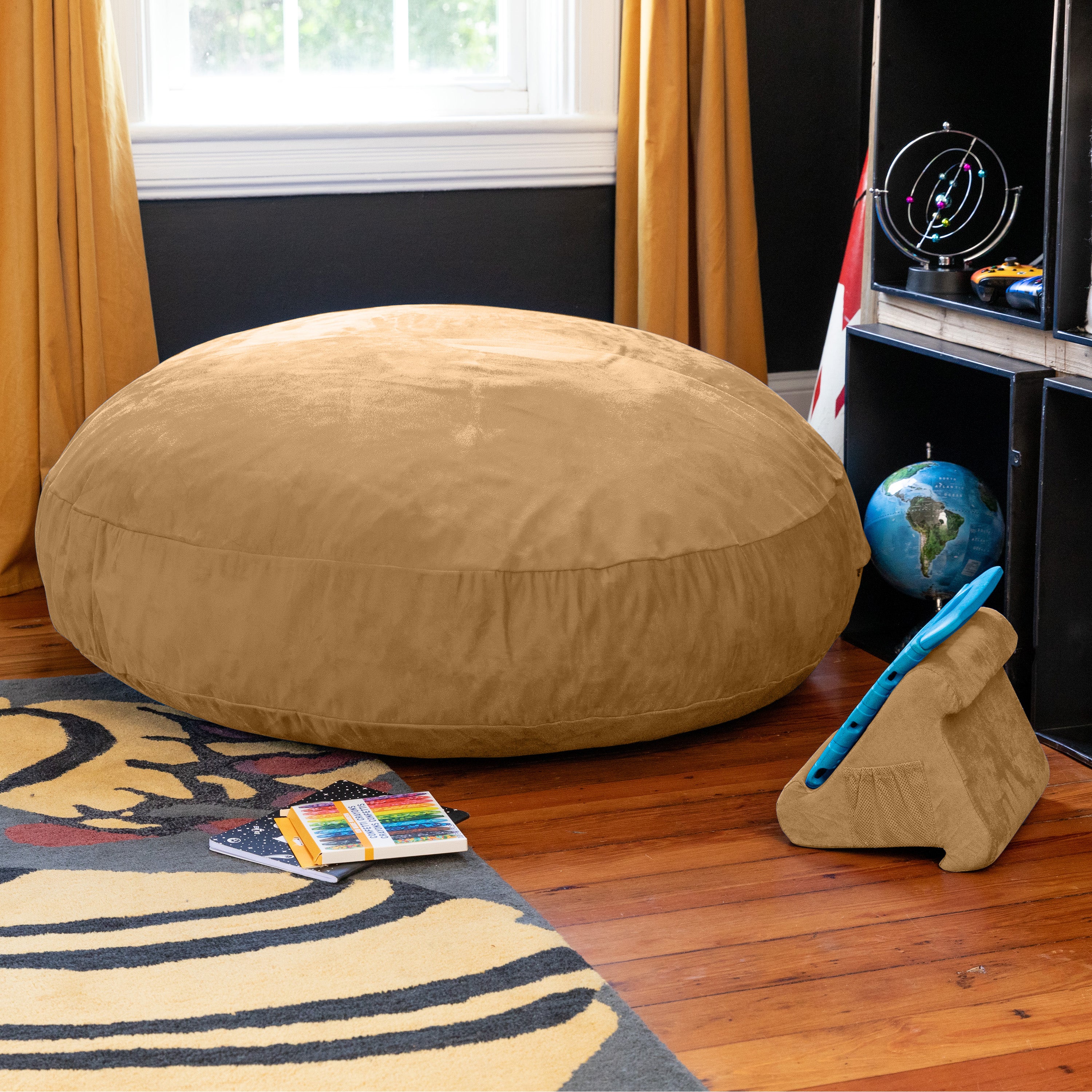 Jaxx Cocoon 4 Foot Bean Bag Chair and Crash Pad, Camel