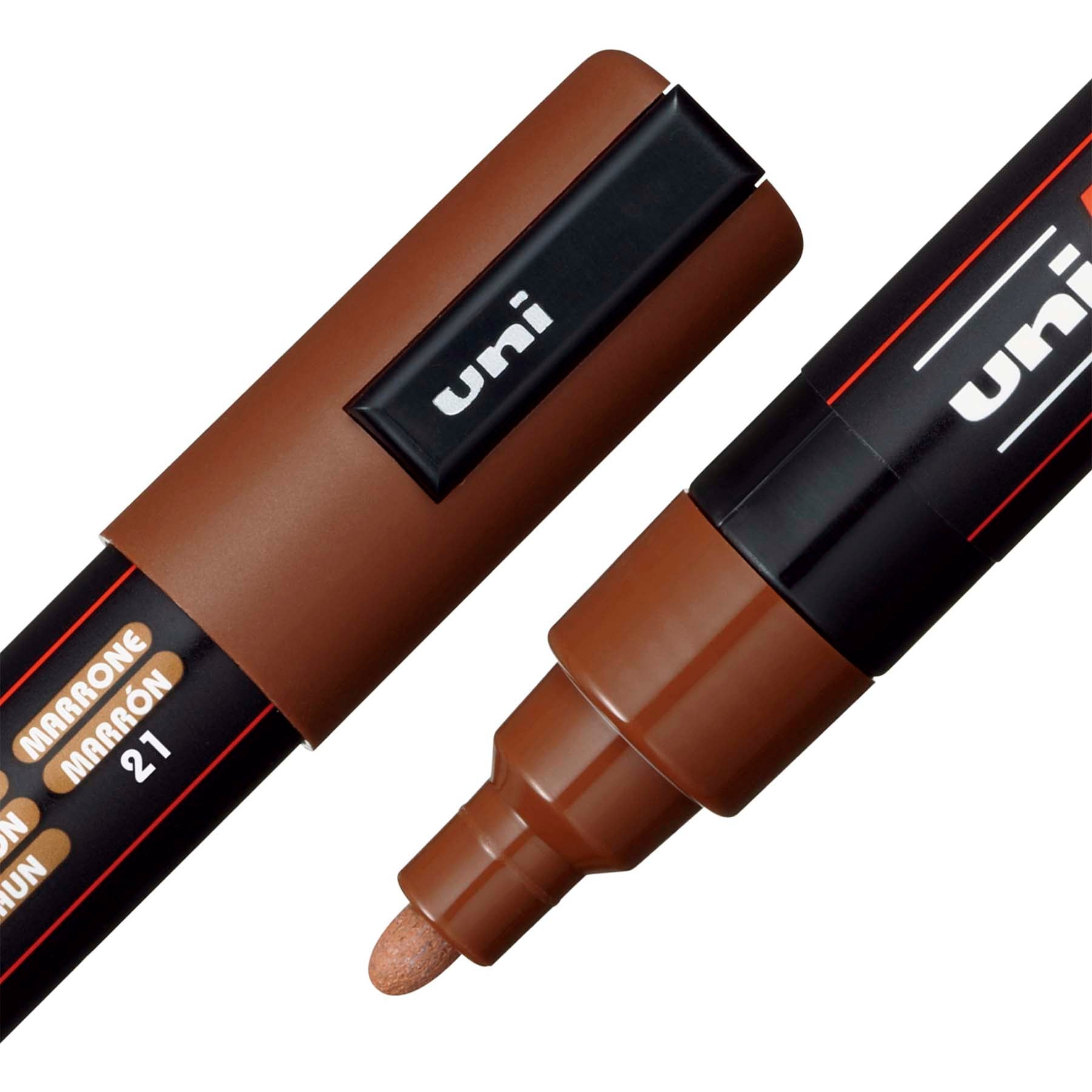uni® POSCA PC-5M Water-Based Paint Markers, Reversible Medium Tip (1.8-2.5mm), Brown