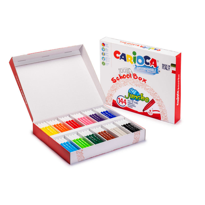 Jumbo Maxi Tip Felt Tip Washable Pens School Box - 144 Pieces