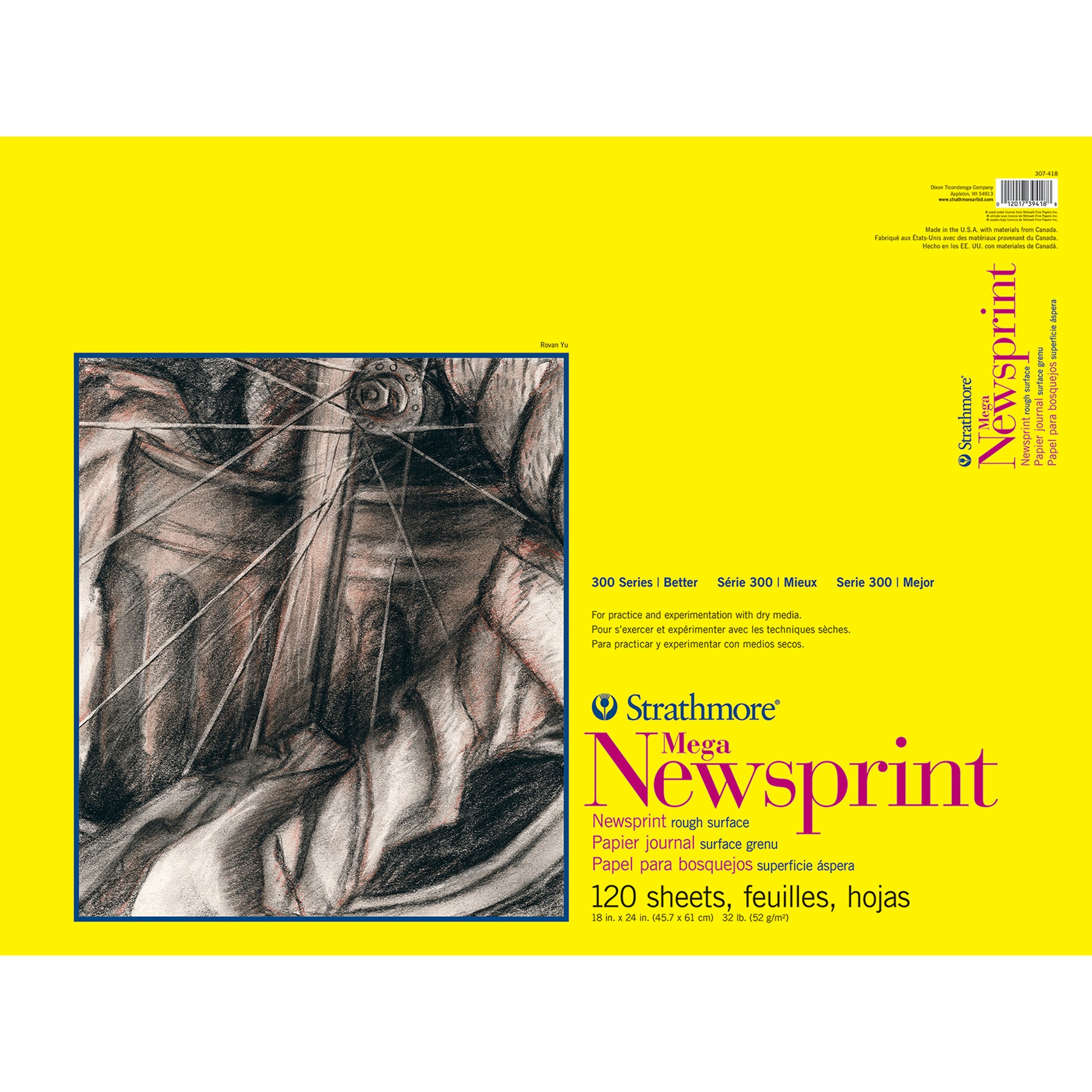 300 Series Newsprint Pad, Tape Binding, 120 Sheet, 18x24 inch, 1 Count