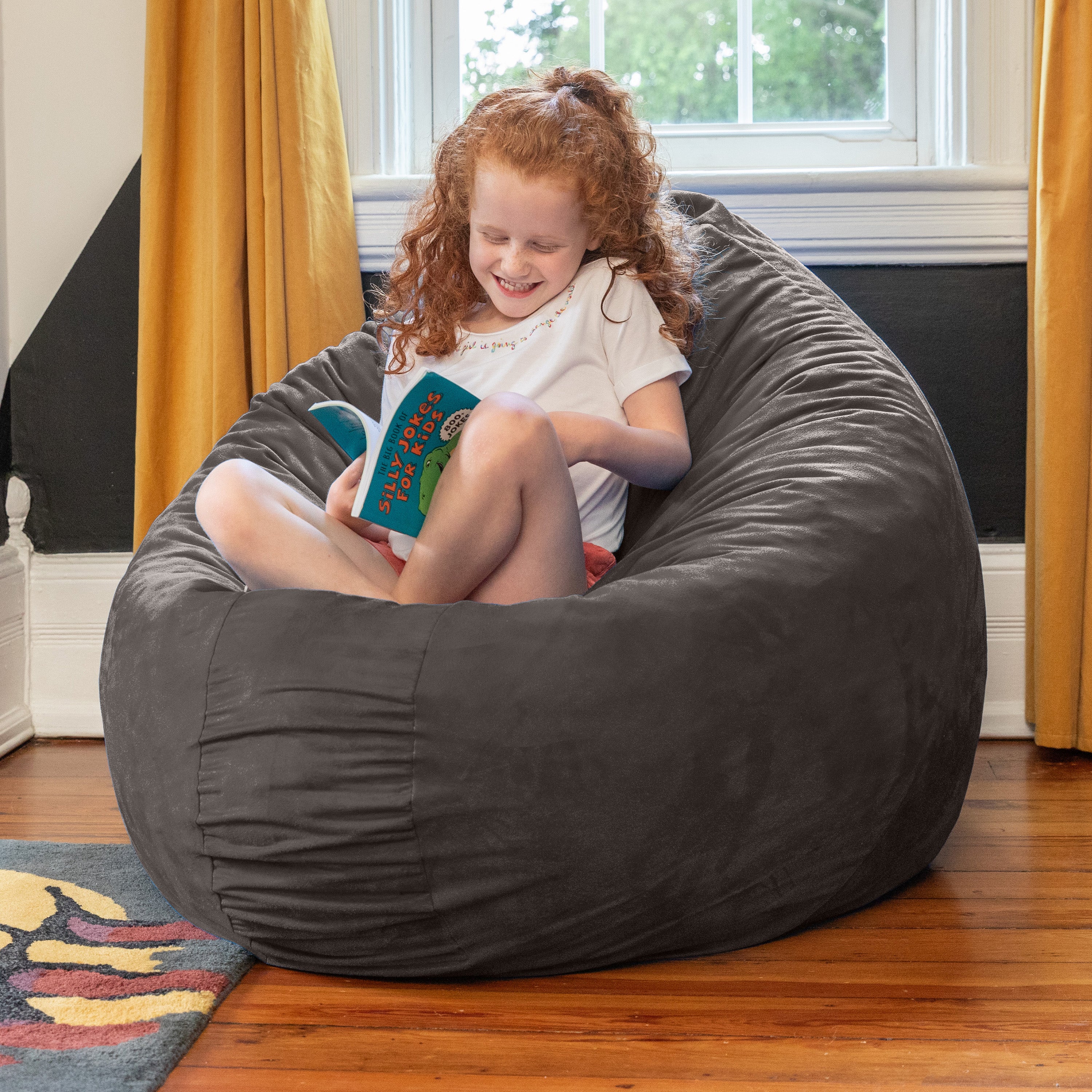 Jaxx Cocoon 4 Foot Bean Bag Chair and Crash Pad, Charcoal
