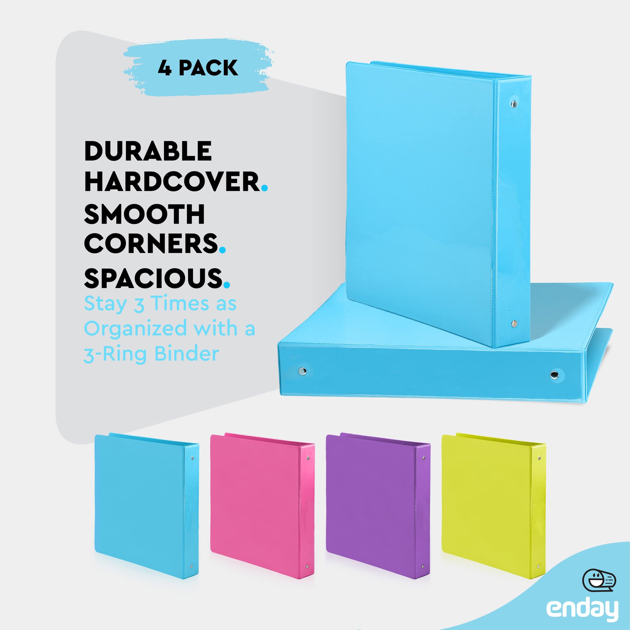 3-Ring View Binder, O-Ring, Assorted Colors, 1-1/2 Inch, Pack of 4
