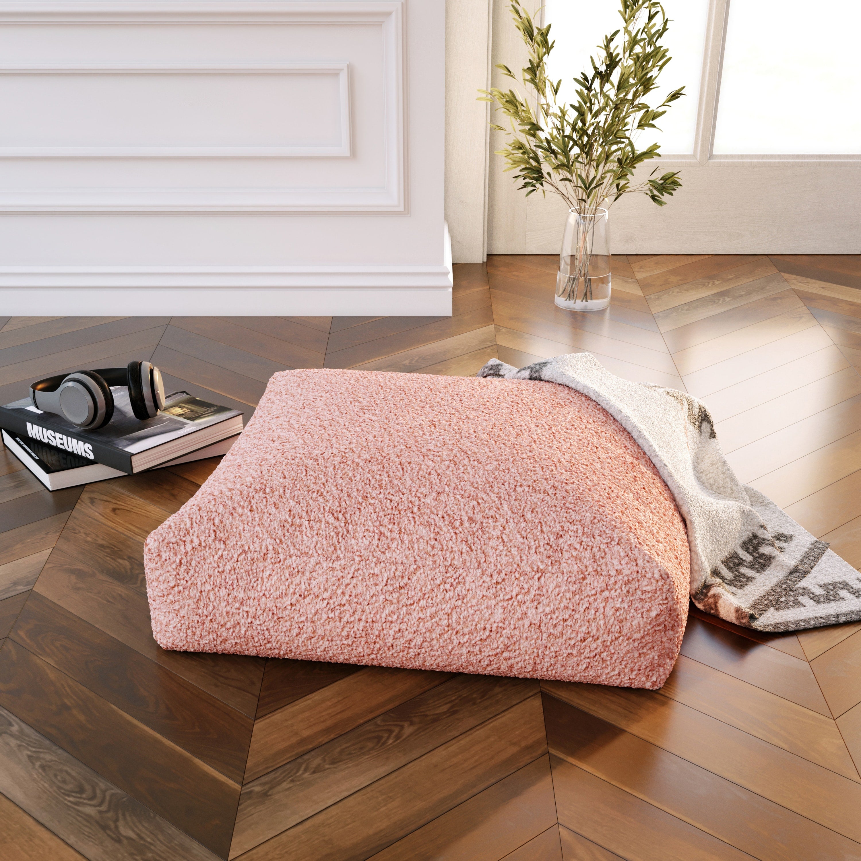 Jaxx Brio Large Décor Floor Pillow/Meditation Yoga Cushion, Shearling Faux Lamb, Pink