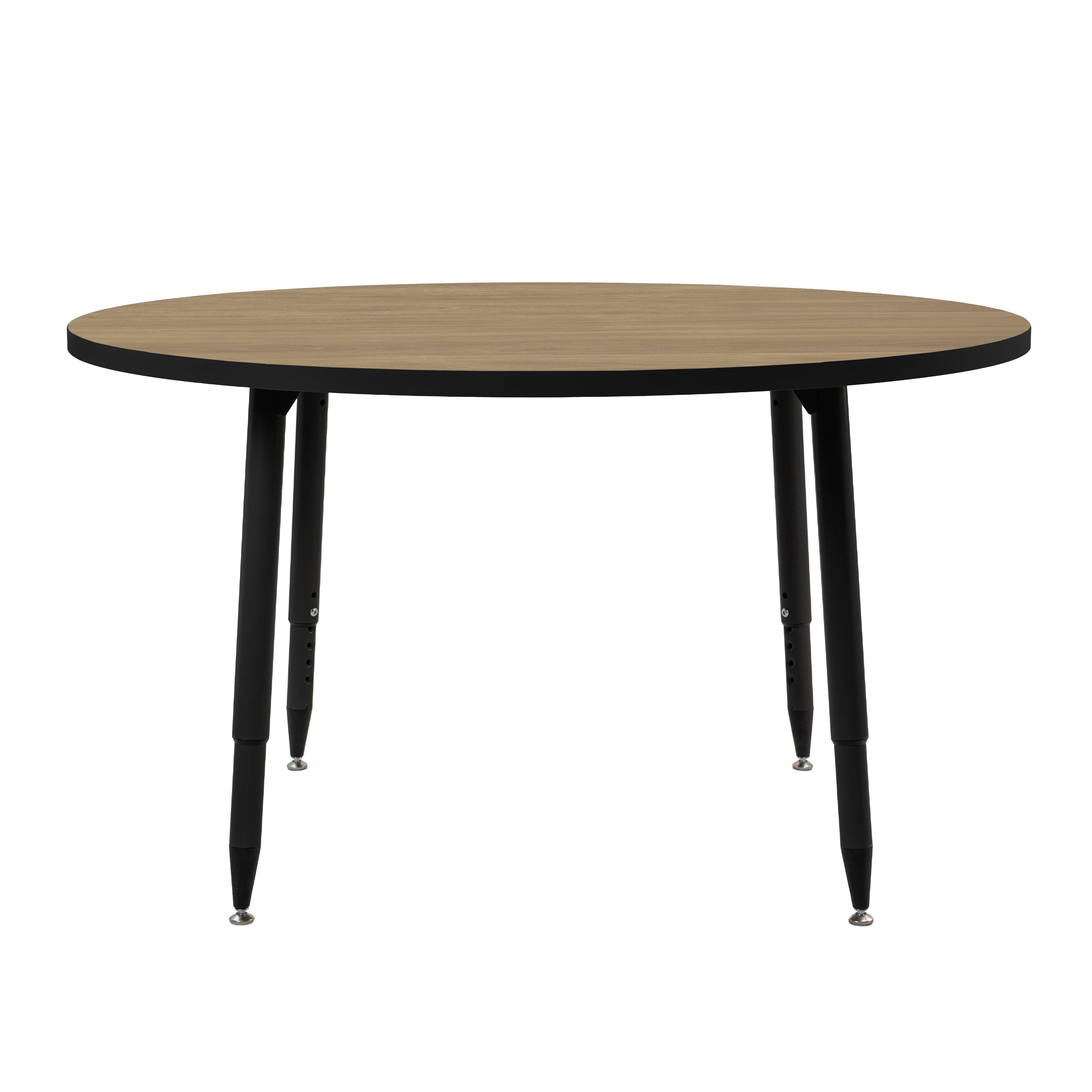 Adapte 48" Round Thermofused Activity Table with Adjustable Tapered Legs - Pasadena Oak/Black