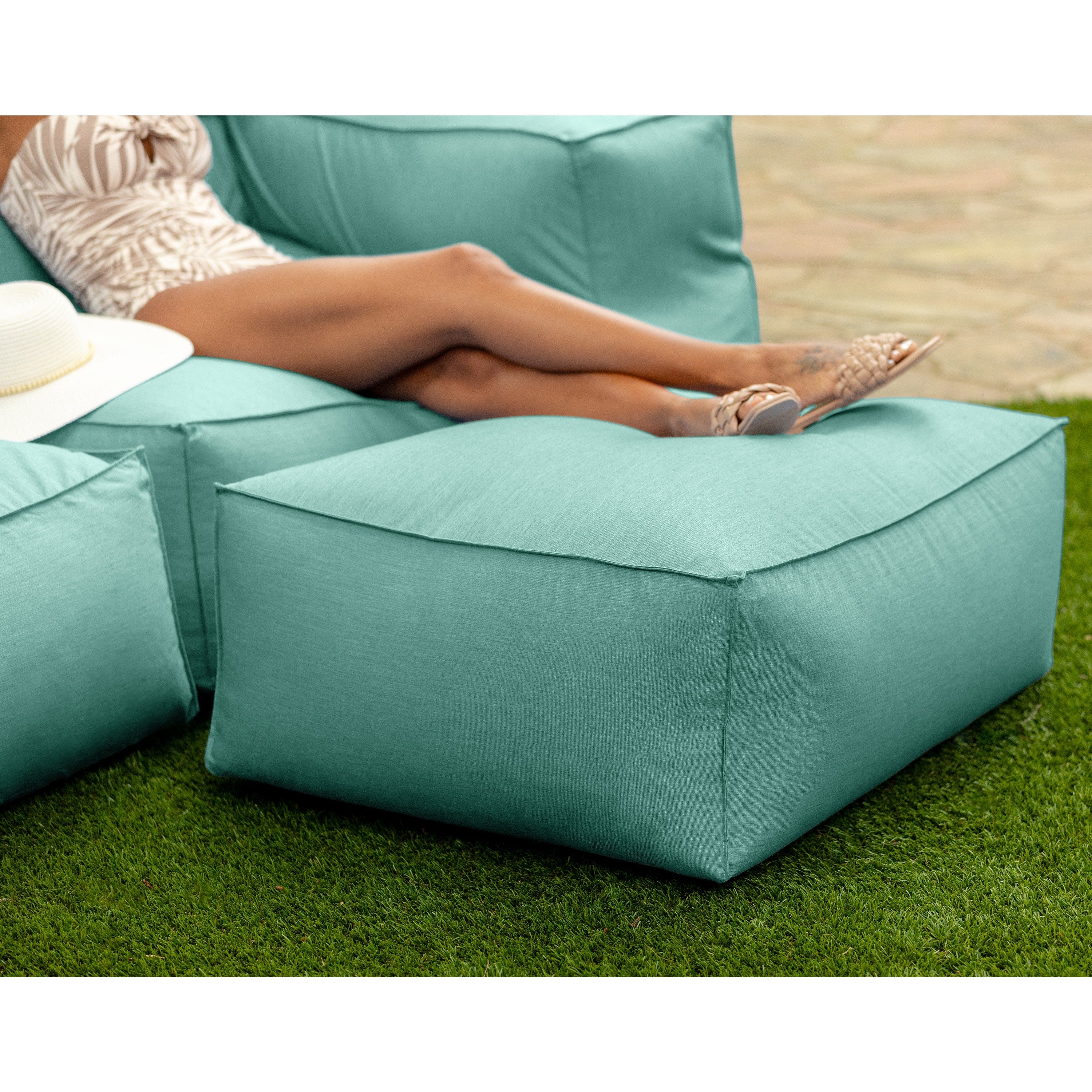 Baya Outdoor Ottoman - Sunbrella, Breeze