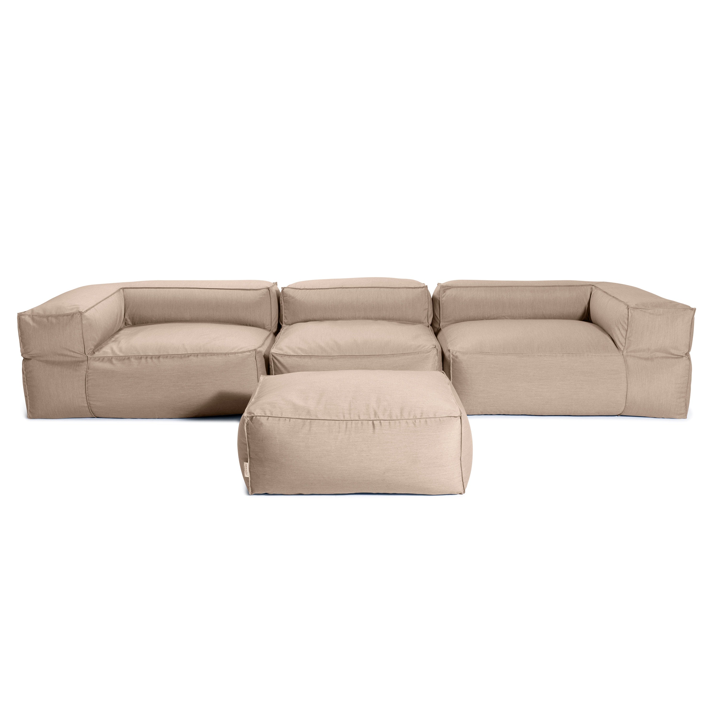 Baya 4 Piece Outdoor Sofa with Ottoman - Luxurious European Style Soft Seating, Petal