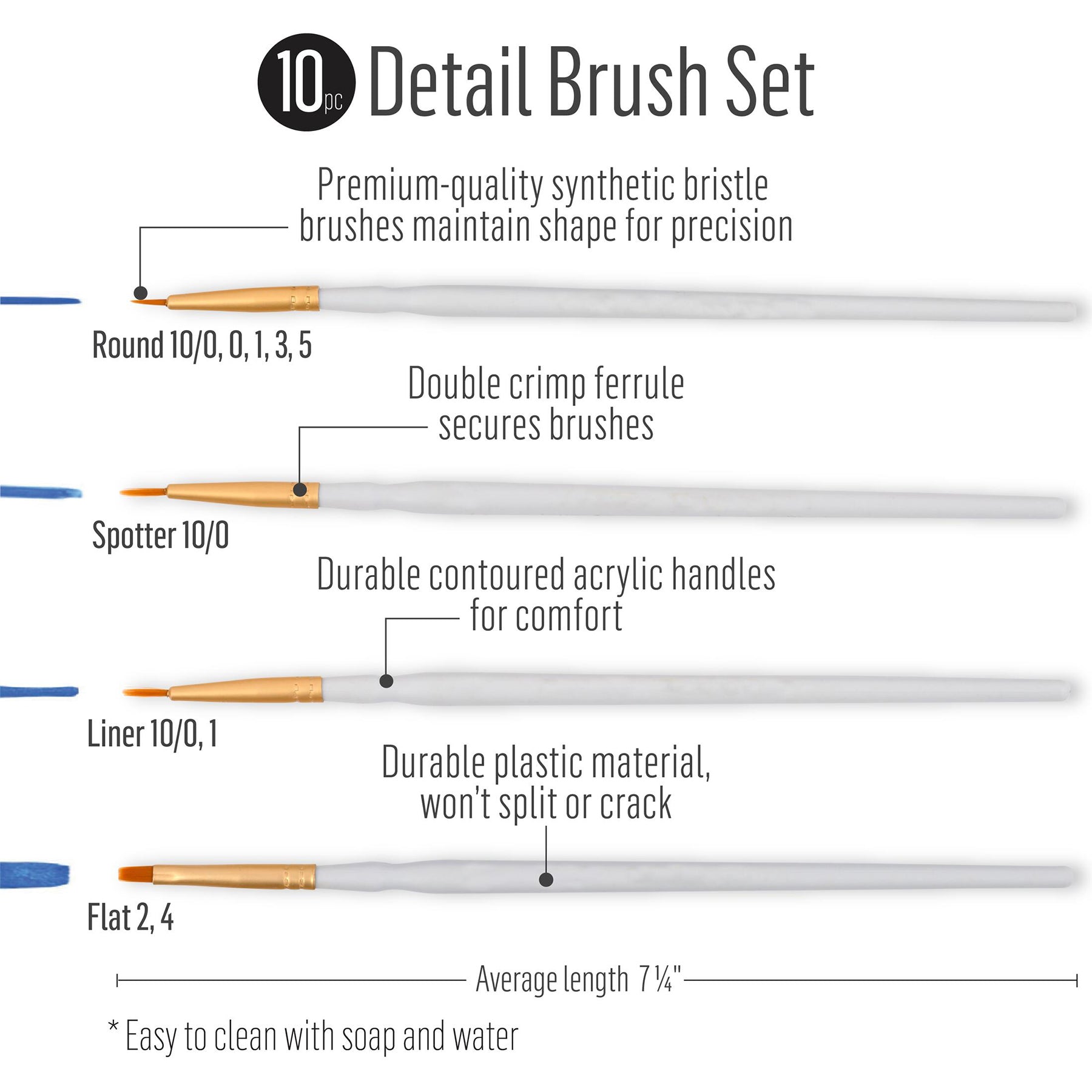 Detail Round Brush Set, 10-Piece Set