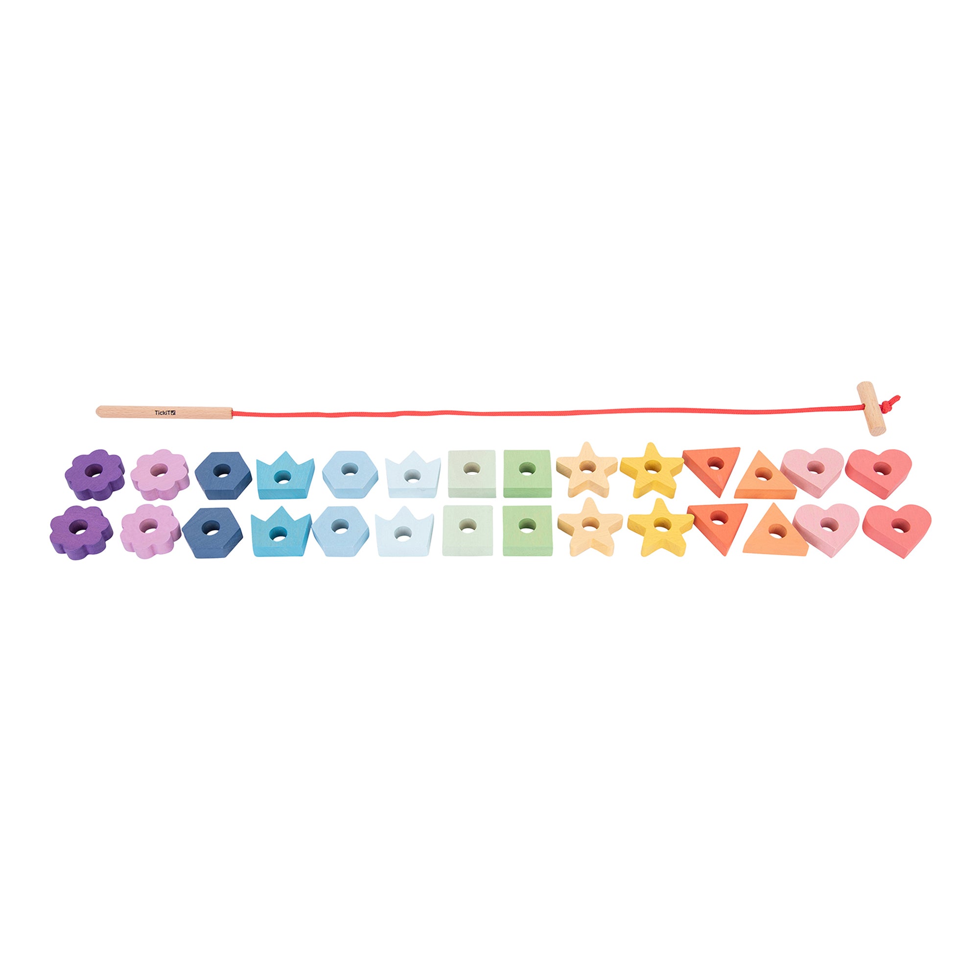 Rainbow Wooden Lacing Shapes