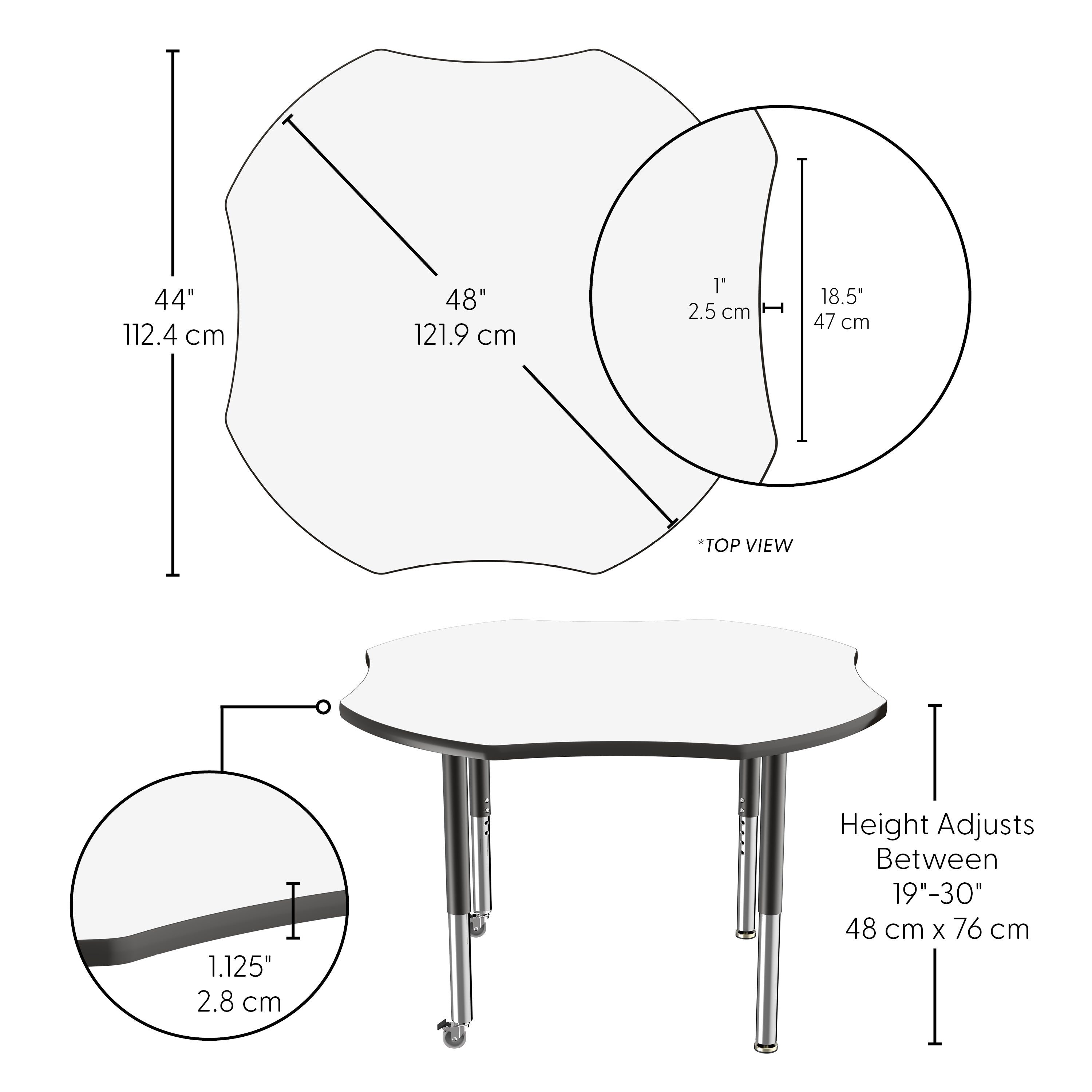 48" x 48" Clover Dry-Erase Activity Table with Adjustable Super Legs - Whiteboard/Black