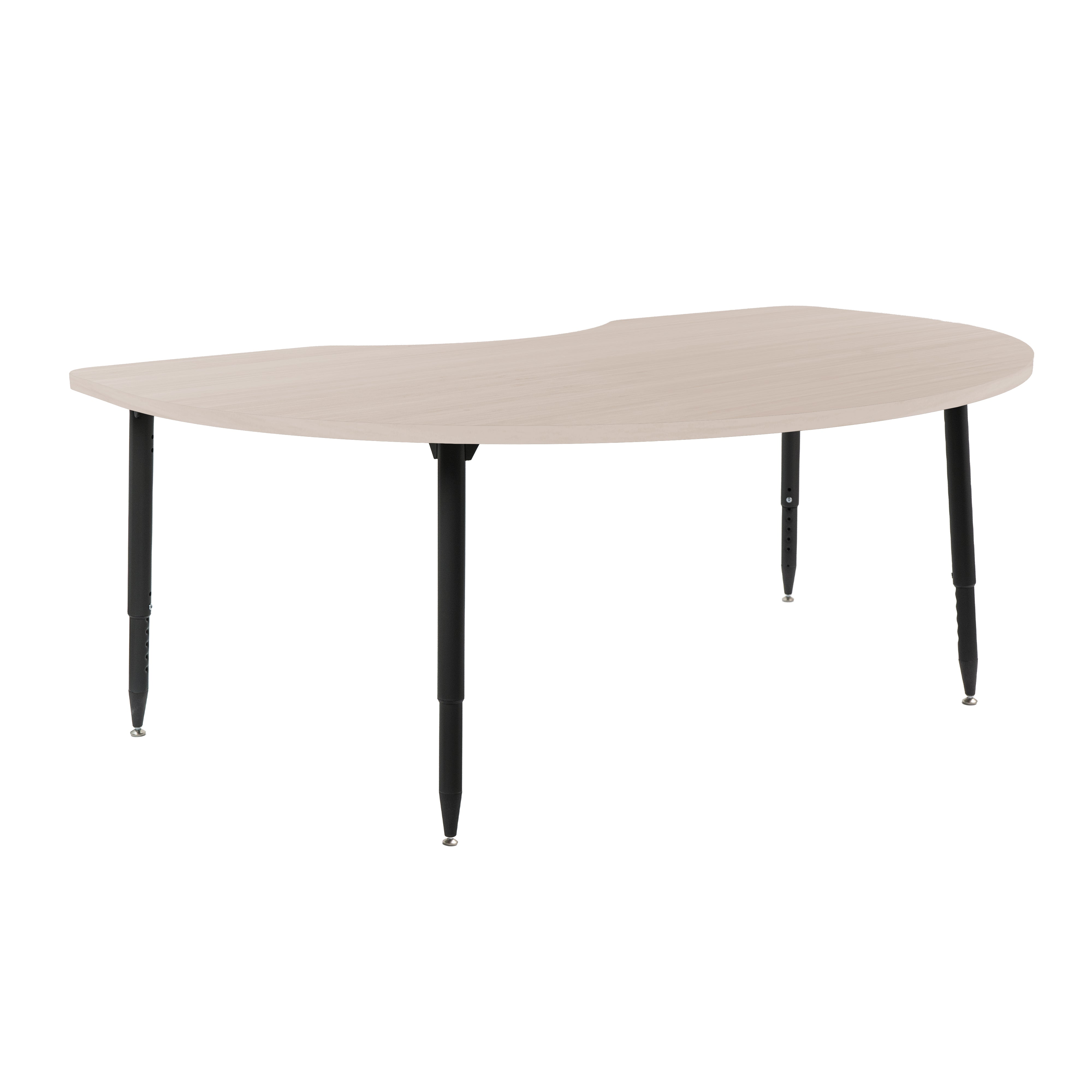 Adapte 48" x 72" Kidney Woodgrain Activity Table with Adjustable Tapered Legs - Asian Sand/Black