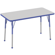 24" x 48" Rectangle T-Molding Activity Table with Adjustable Standard Ball Glide Legs - Gray/Blue