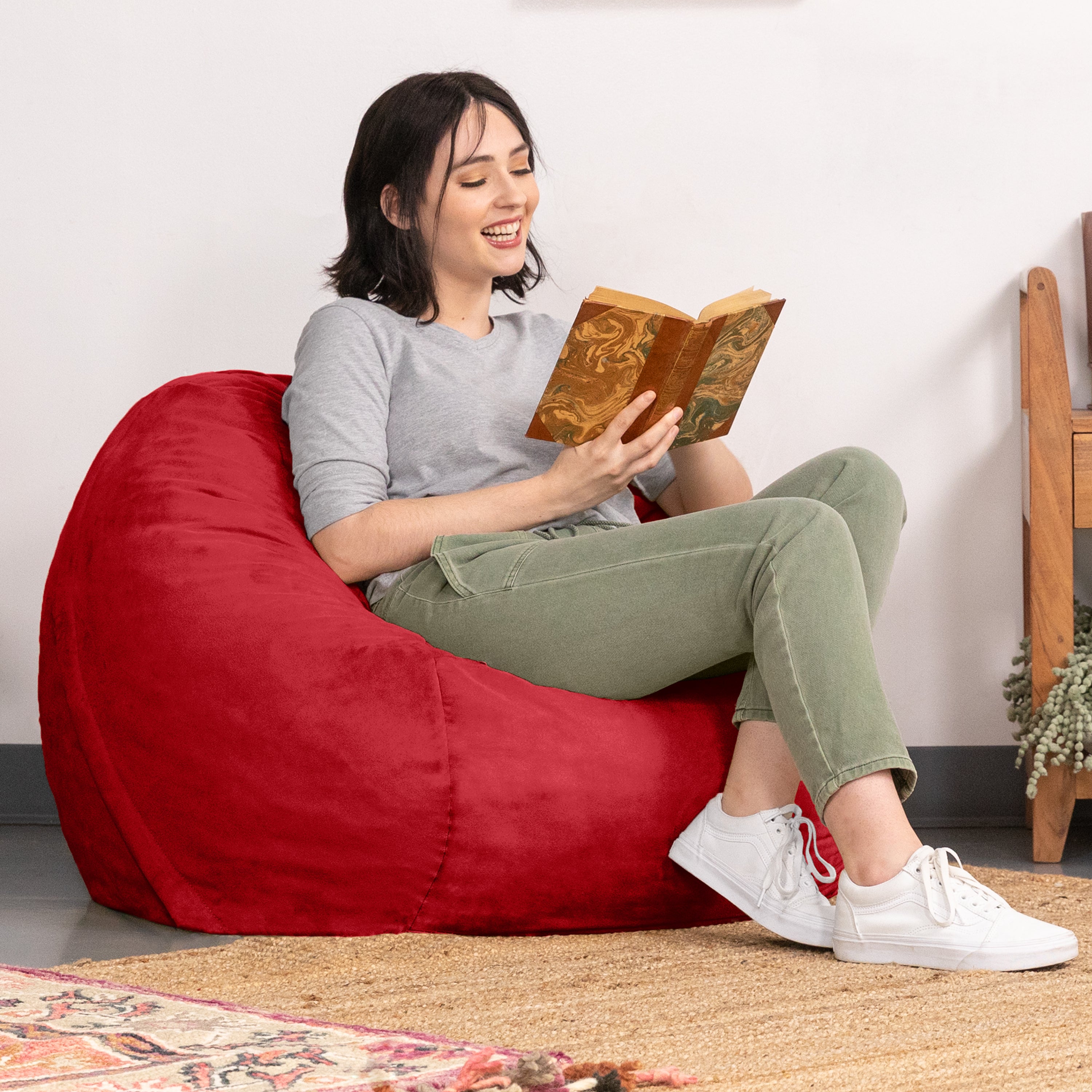 Jaxx Saxx 3 Foot Bean Bag Chair with Removable Cover, Cinnabar
