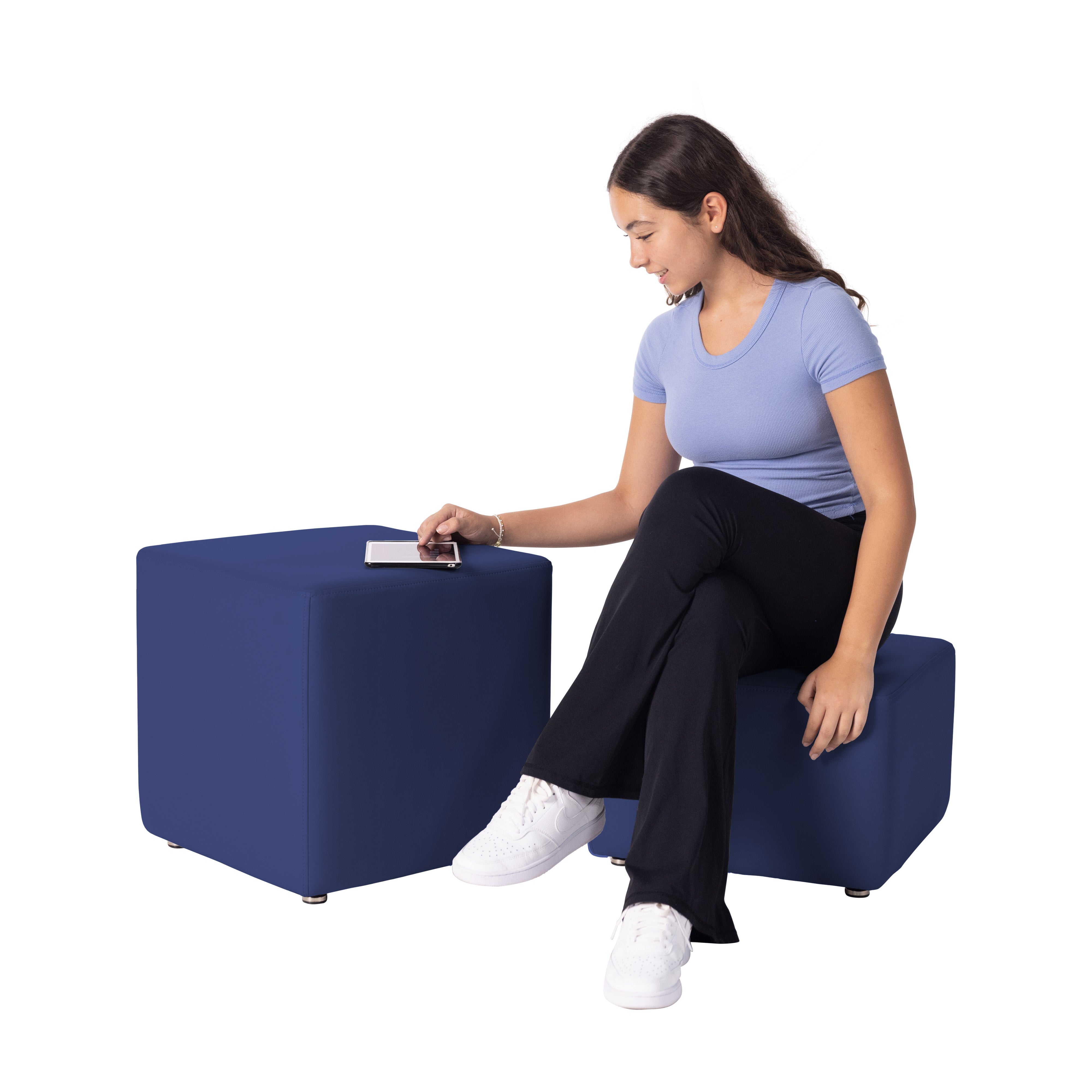 Pro Series Upholstered Square Ottoman 18" Height - Navy