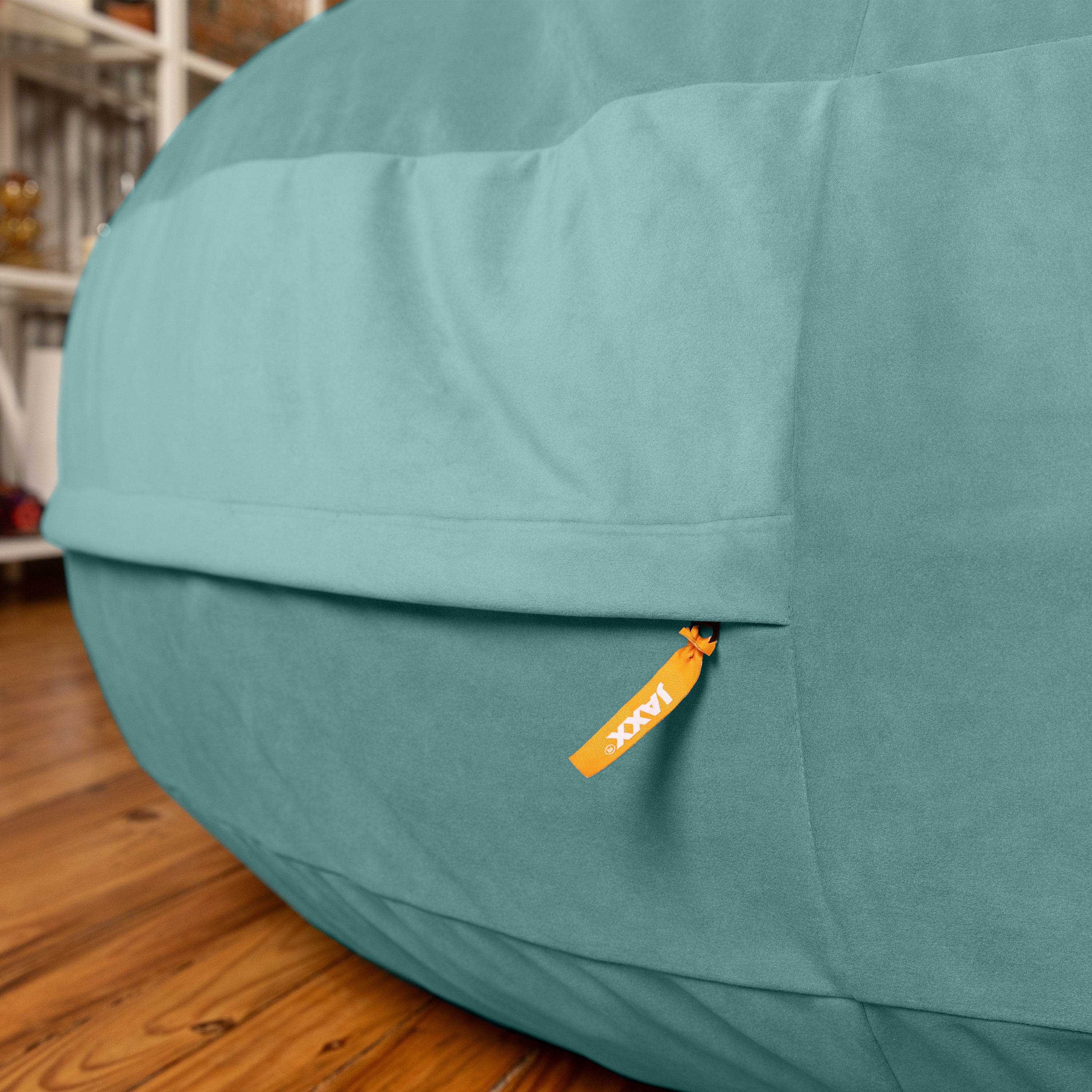 Jaxx 6 Foot Cocoon - 2-in-1 Convertible Bean Bag Bed & Large Bean Bag Chair for Adults, Premium Lush Velvet - Turquoise