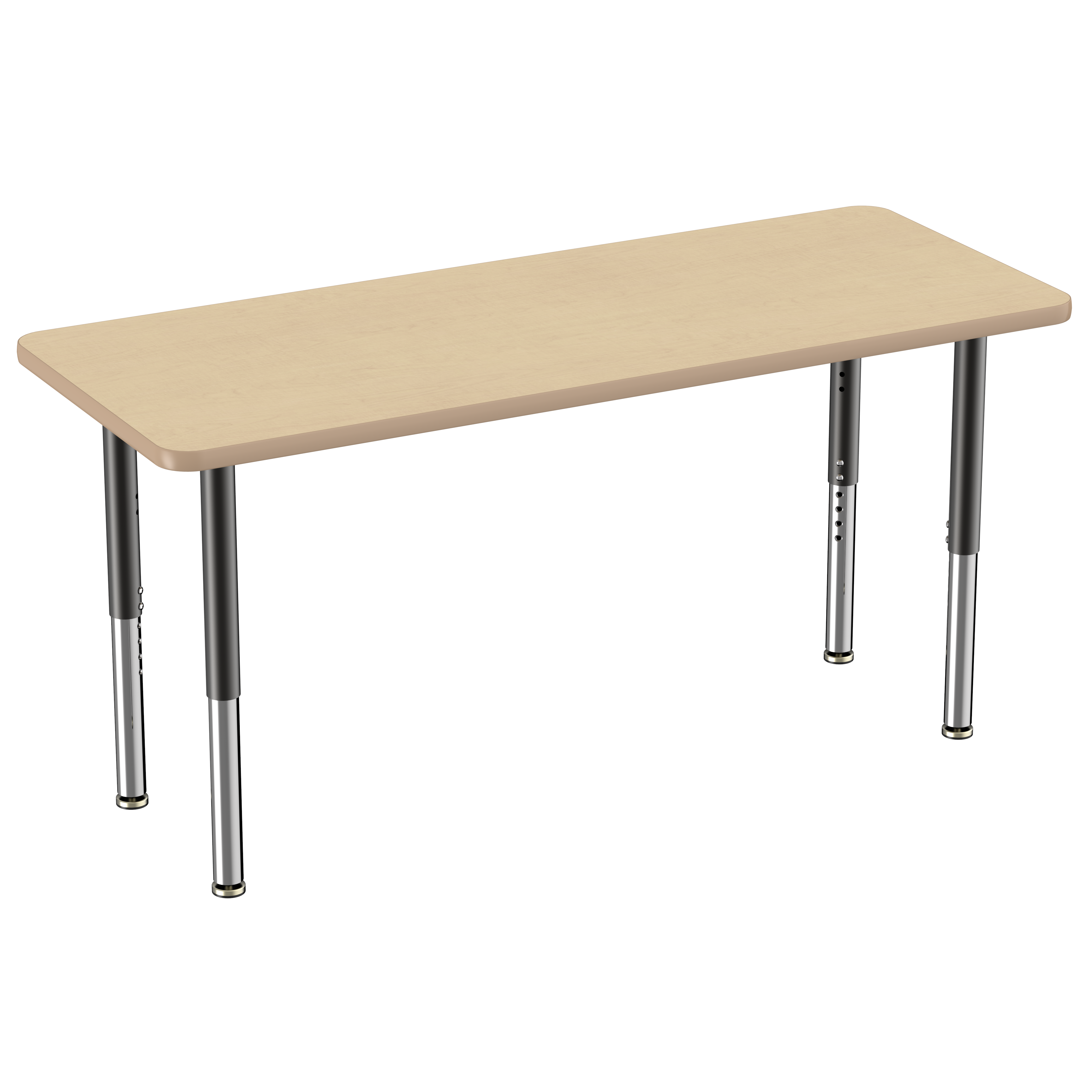 24" x 60" Rectangle T-Molding Activity Table with Adjustable Super Legs - Maple/Maple/Black
