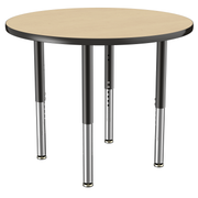 36" Round T-Molding Activity Table with Adjustable Super Legs - Maple/Black