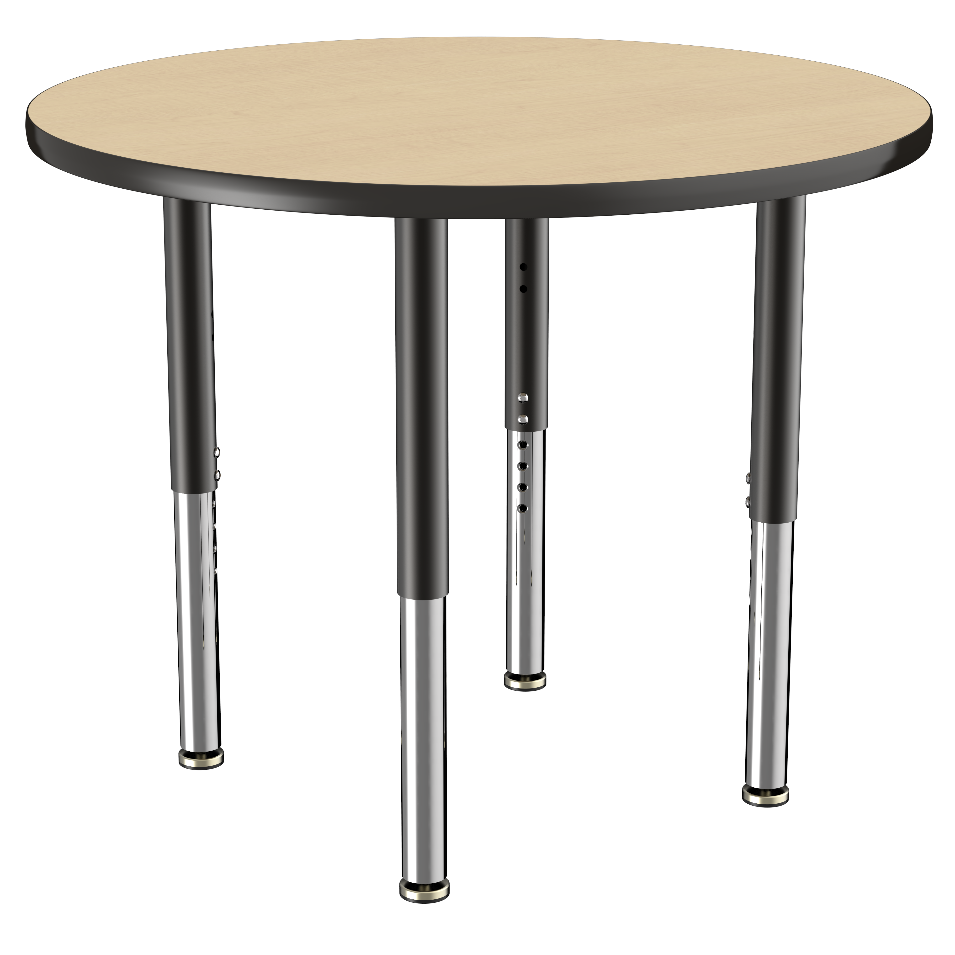 36" Round T-Molding Activity Table with Adjustable Super Legs - Maple/Black