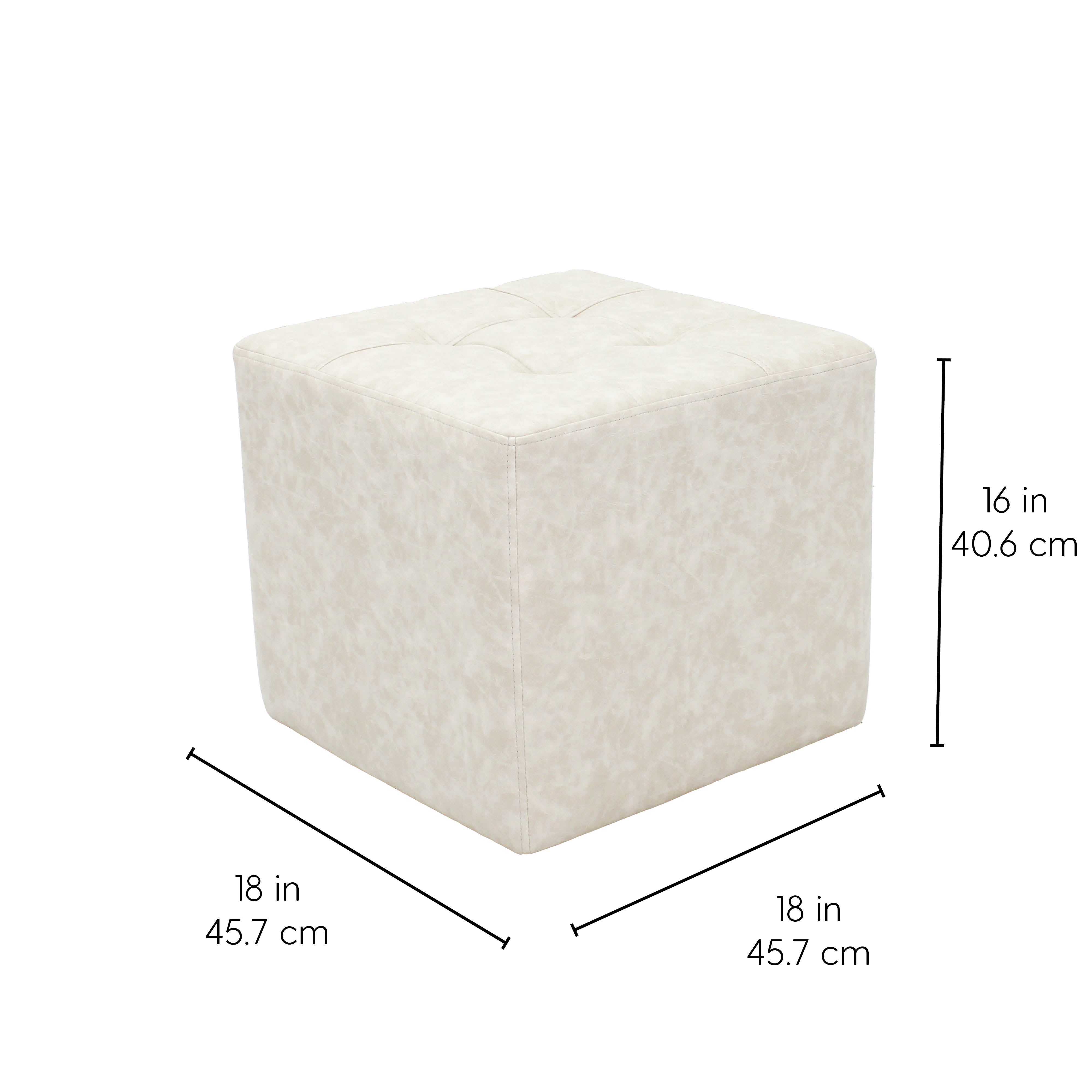 Rustic Tufted Square Ottoman 16" Height - Almond