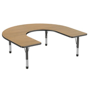 60" x 66" Horseshoe T-Molding Activity Table with Adjustable Chunky Legs - Pasadena Oak/Black