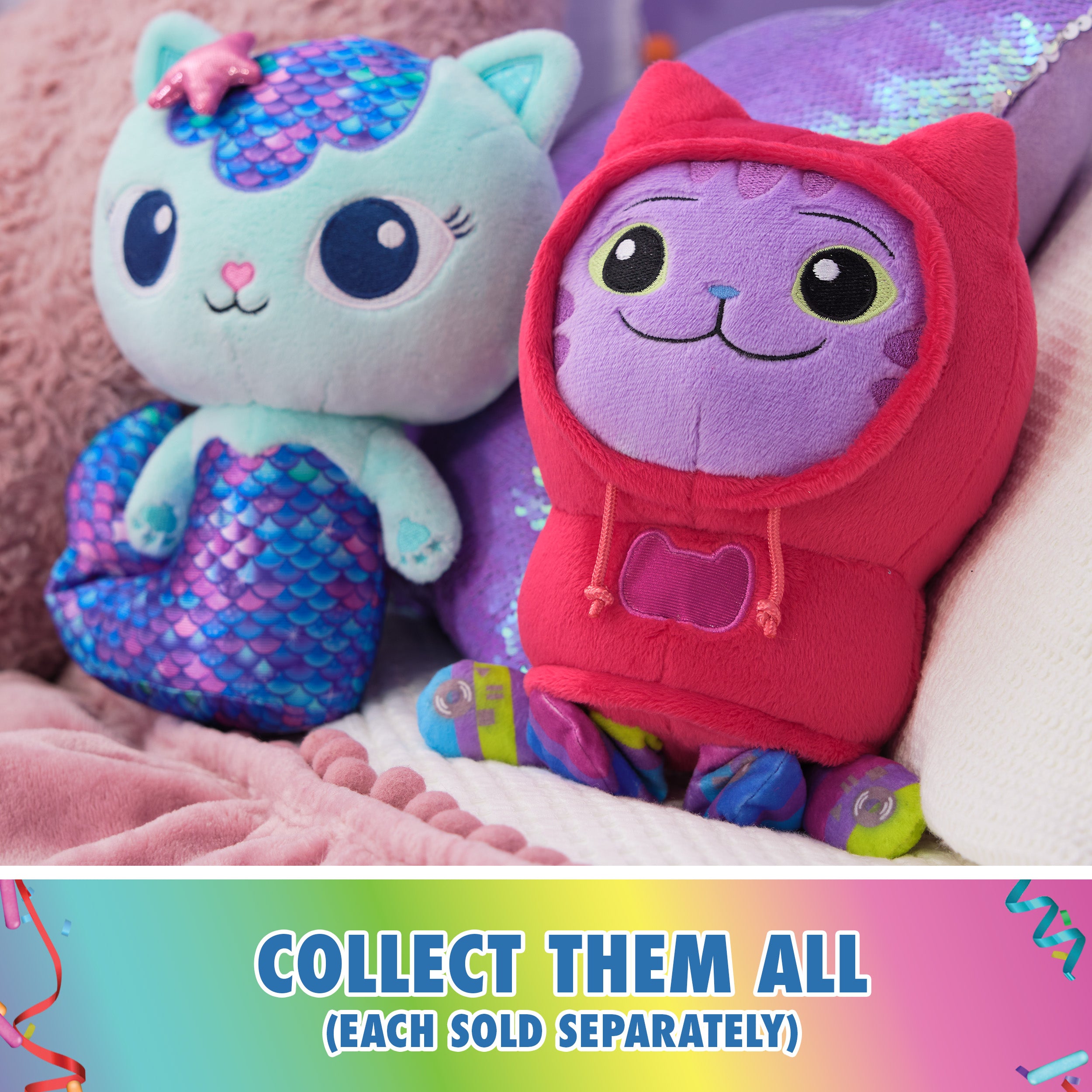Gabby’s Dollhouse, Fin-Tastic MerCat, Premium Plush Toy, 10-Inch Tall Stuffed Animal with Moving Mermaid Tail, Kids Toys for Girls & Boys Ages 3+
