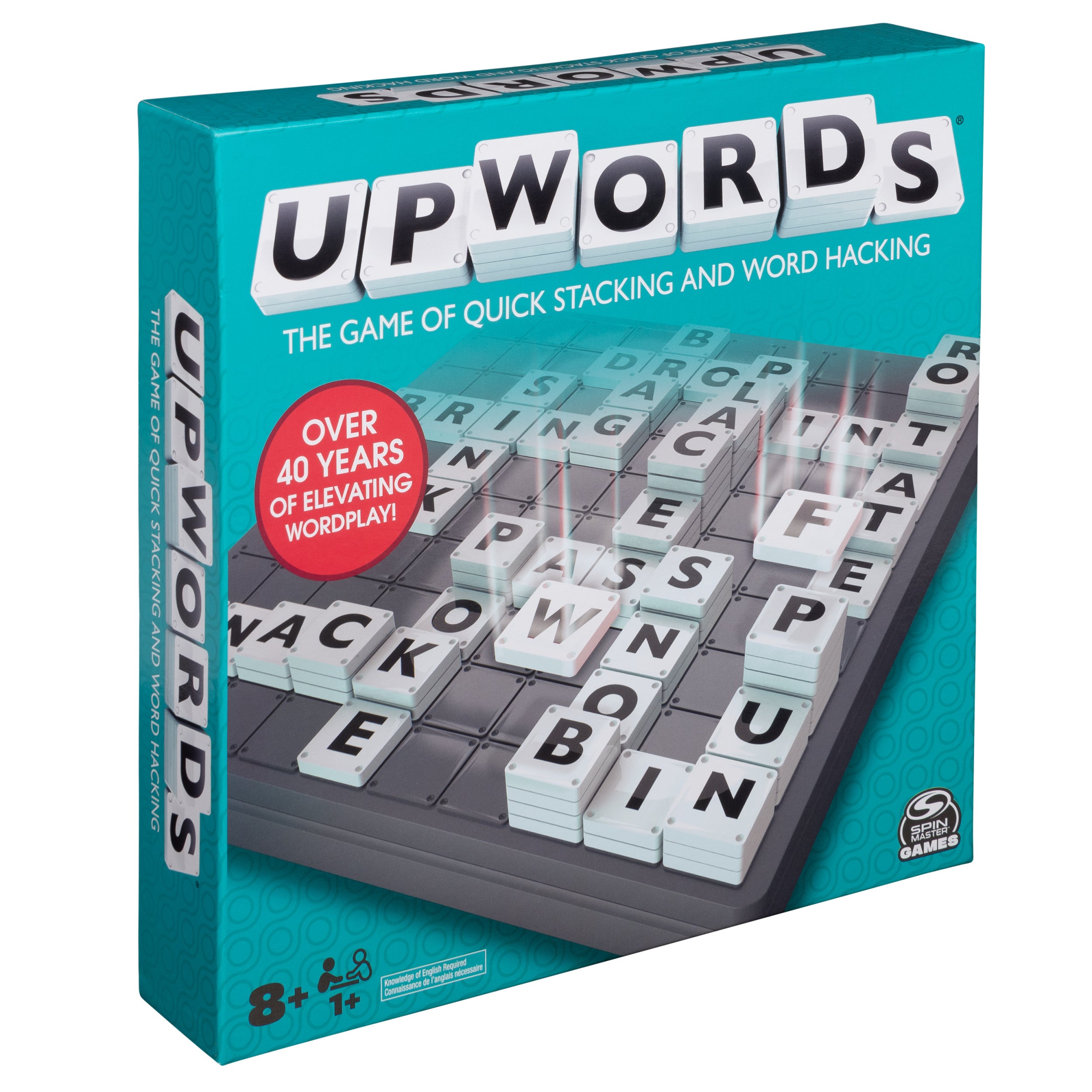 Spin Master Games, Upwords, The Stackable Word Game: 2023 Edition, Includes Rotating Board & Letter Tiles, Classic Crossword Activity for Kids & Family, 3-6 Players, for Ages 8+
