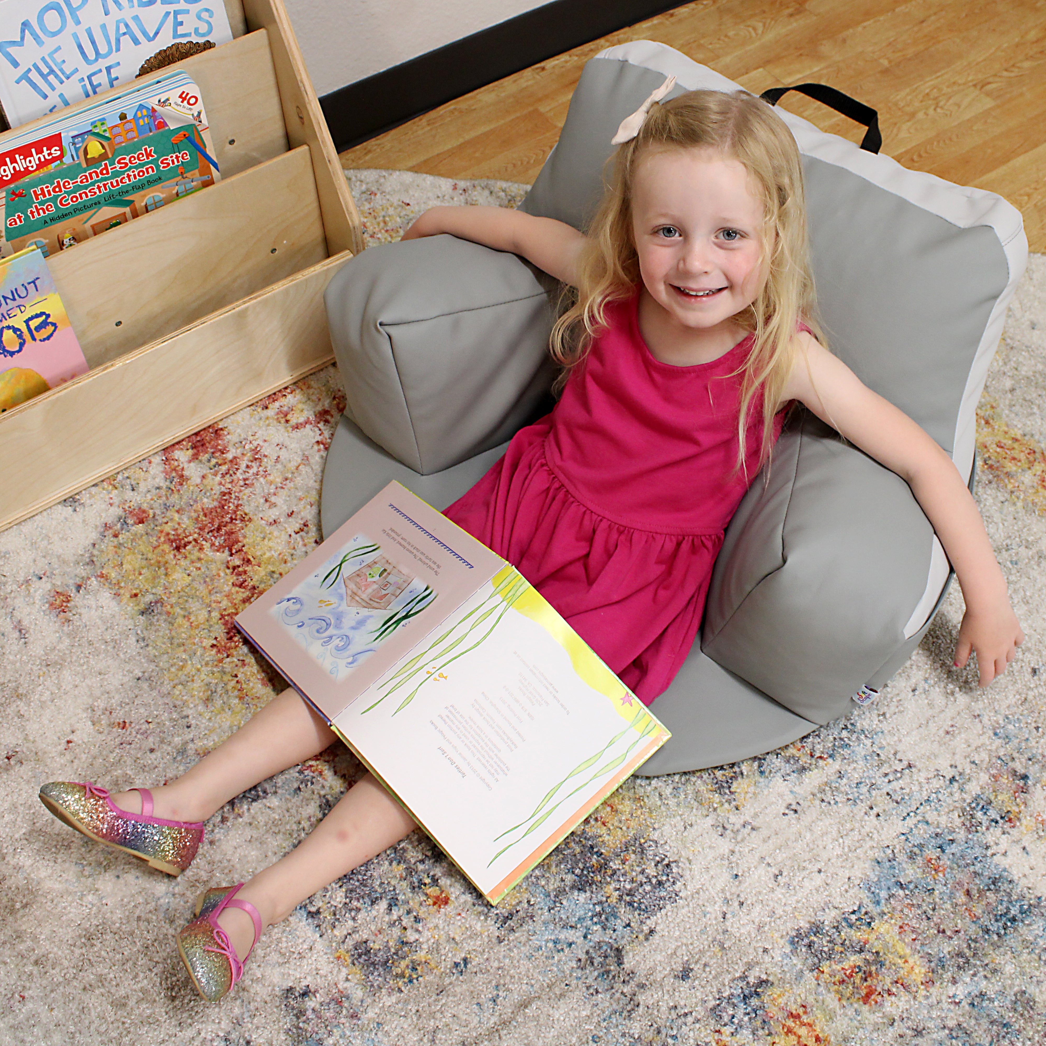 SoftScape Relax N Read Bean Bag Plus, 2-Piece - Gray/Light Gray