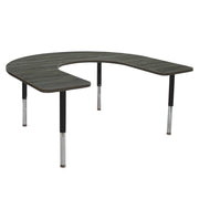 60" x 66" Horseshoe La Madera Activity Table with Adjustable Super Legs - Gray Wood/Black