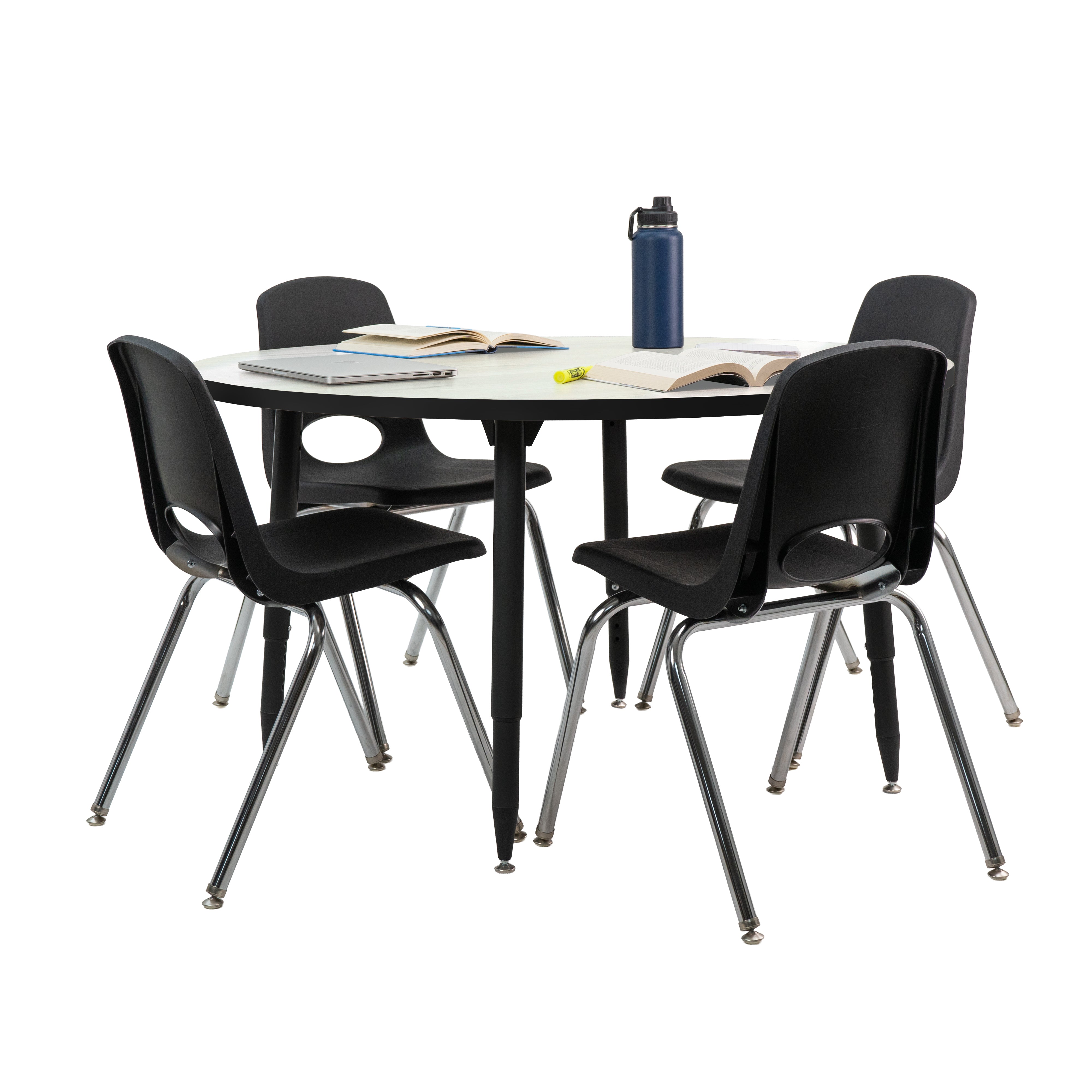 Adapte 48" Round Dry-Erase Activity Table with Adjustable Tapered Legs - Whiteboard/Black
