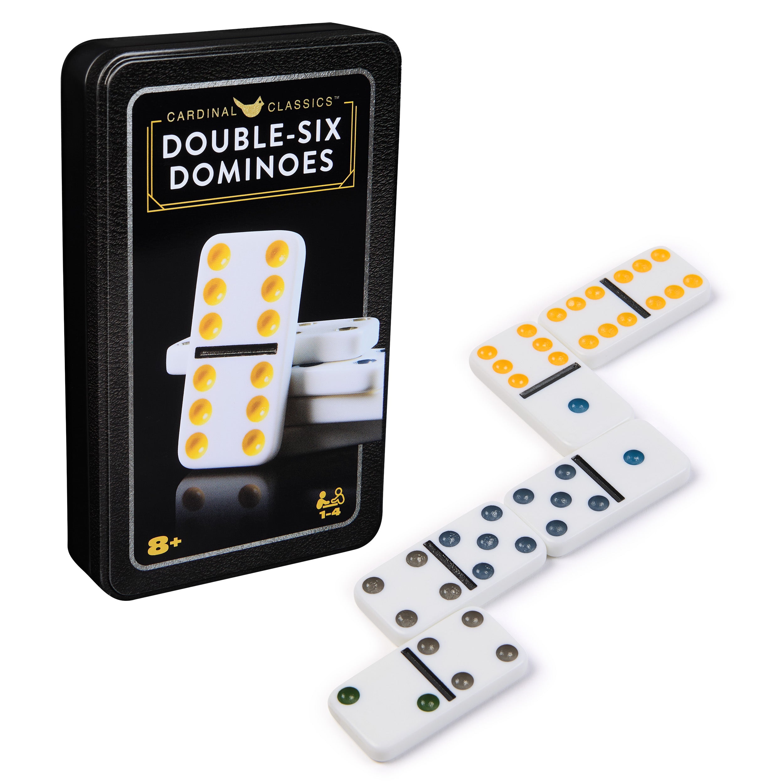 Spin Master Games, Cardinal Classics, Double Six Dominoes Set in Storage Tin, for Families and Kids Ages 8 and up