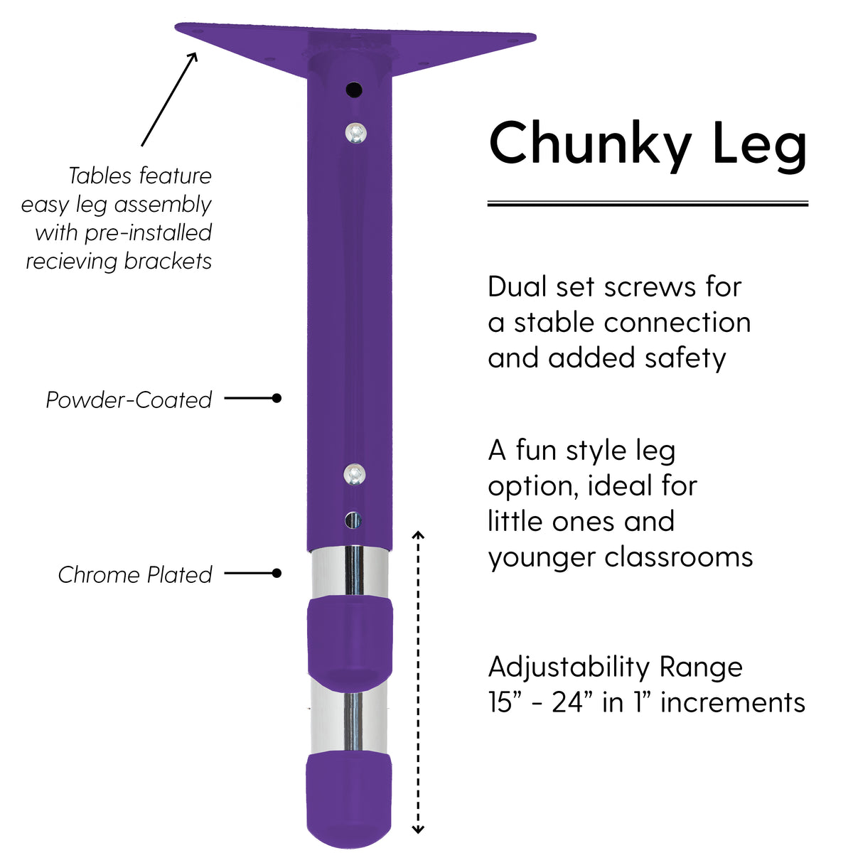36" Round Dry-Erase Activity Table with Adjustable Chunky Legs - Whiteboard/Eggplant/Purple