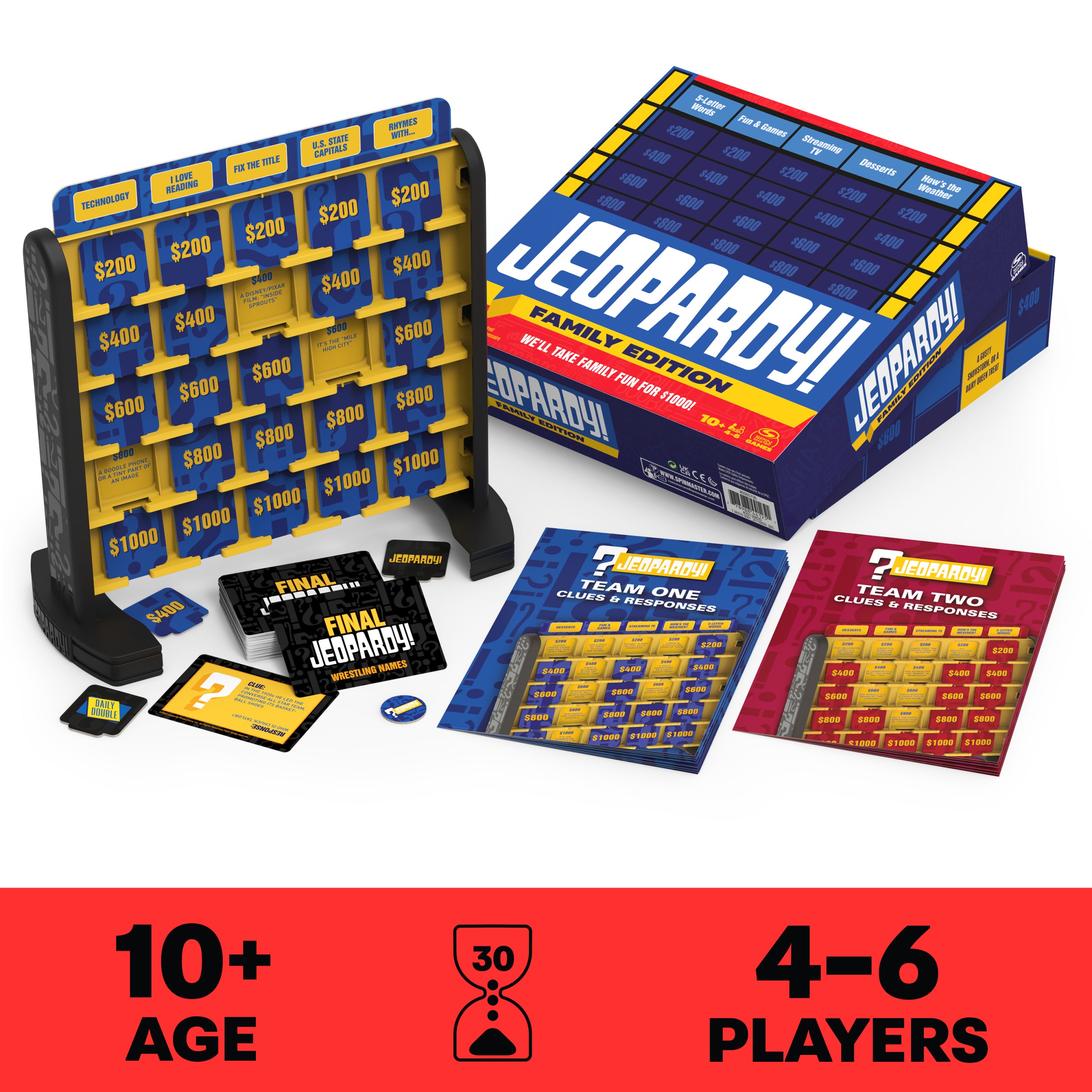Jeopardy! Family Edition Board Game Trivia Games Board Games for Family Night Fun Games for Game Night, for Adults and Kids Ages 10 and up