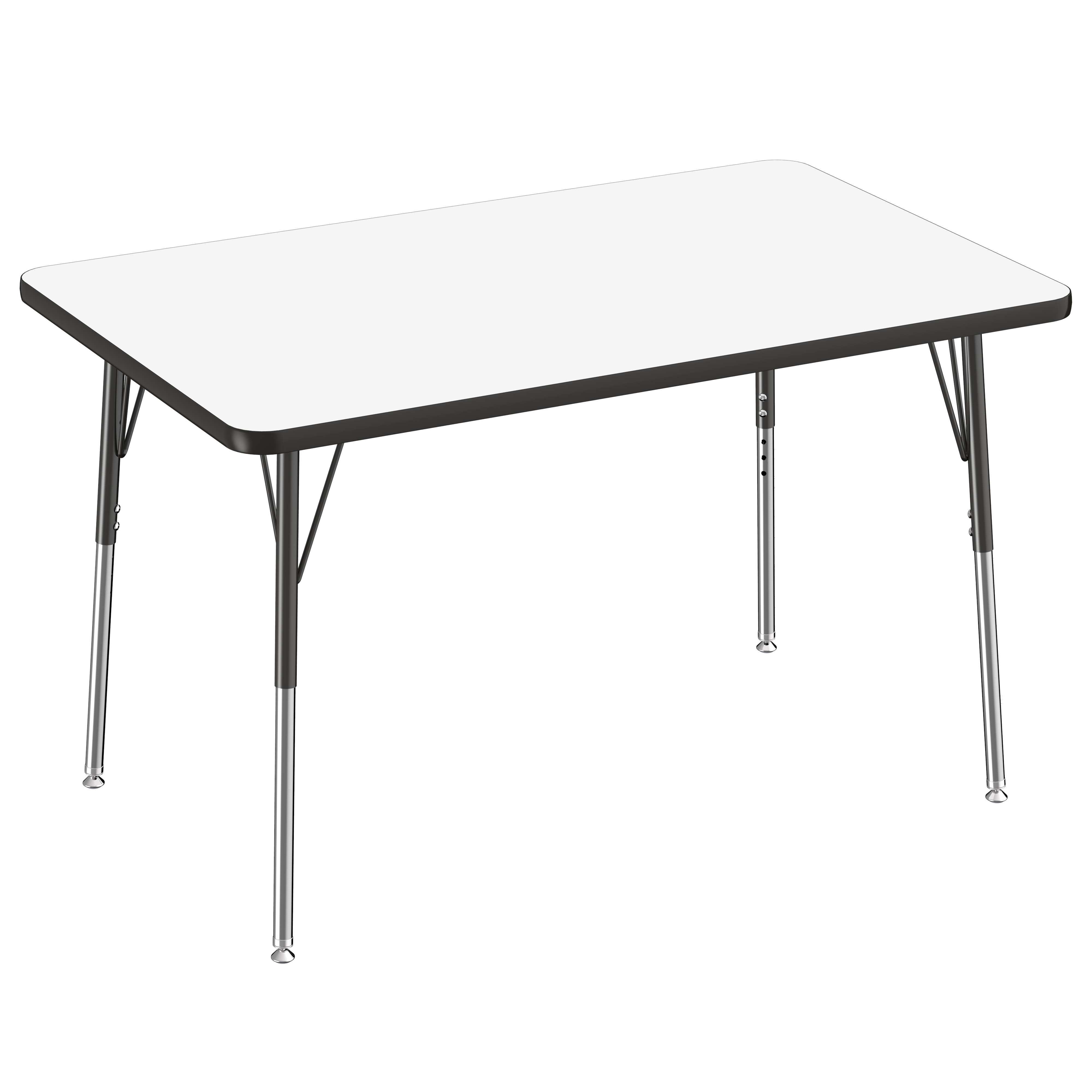 30" x 48" Rectangle Dry-Erase Activity Table with Adjustable Standard Swivel Glide Legs - Whiteboard/Black