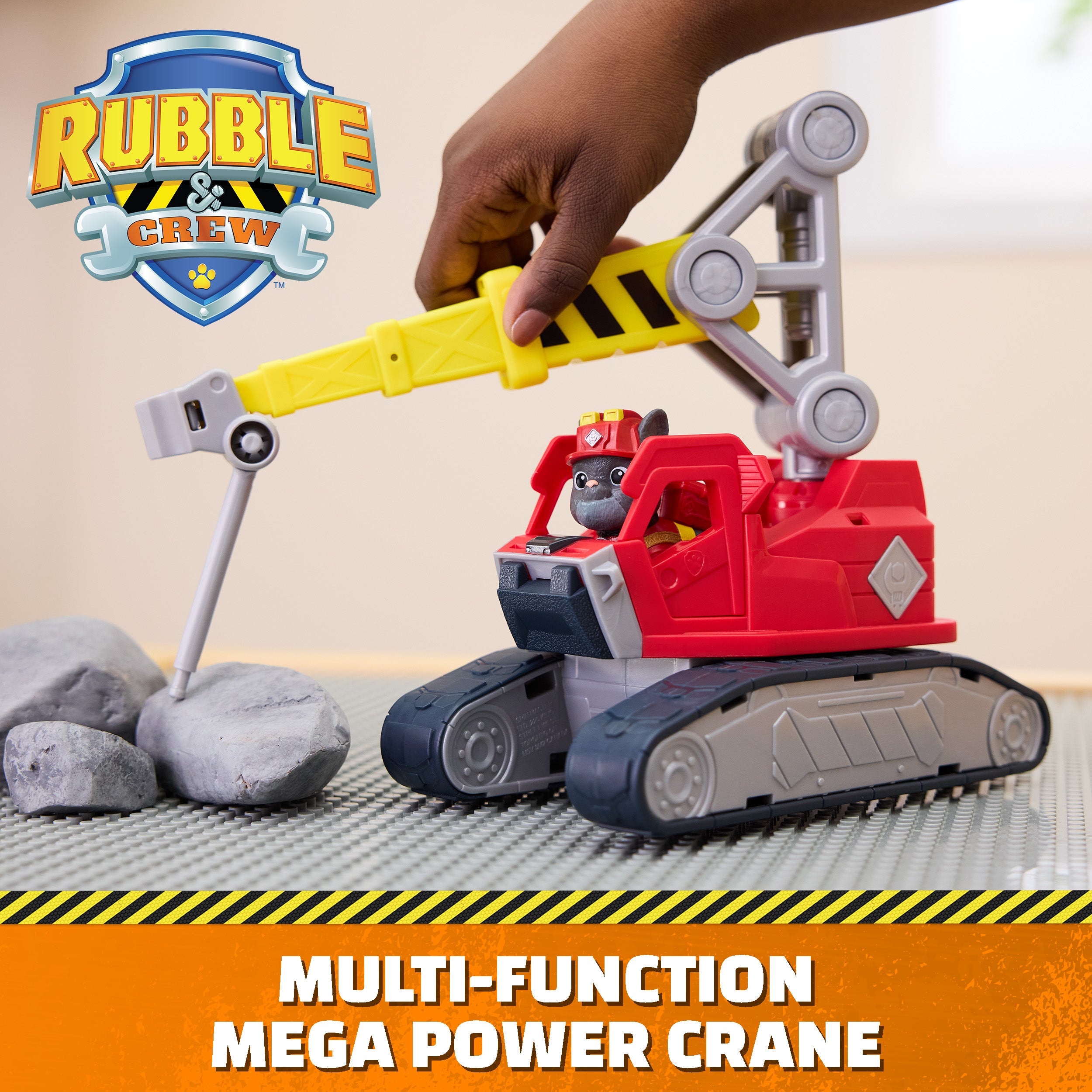 Rubble & Crew Charger's Mega Power Crane, Toy Truck with Charger Figure & 2 Detachable Tools, PAW Patrol Kids Toys for Boys & Girls Ages 3 and Up
