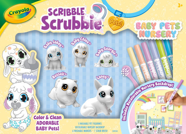 Crayola Scribble Scrubbie Baby Pets Nursery, Baby Animal Toys for Toddlers & Kids, Gift for Girls & Boys, Ages 3, 4, 5
